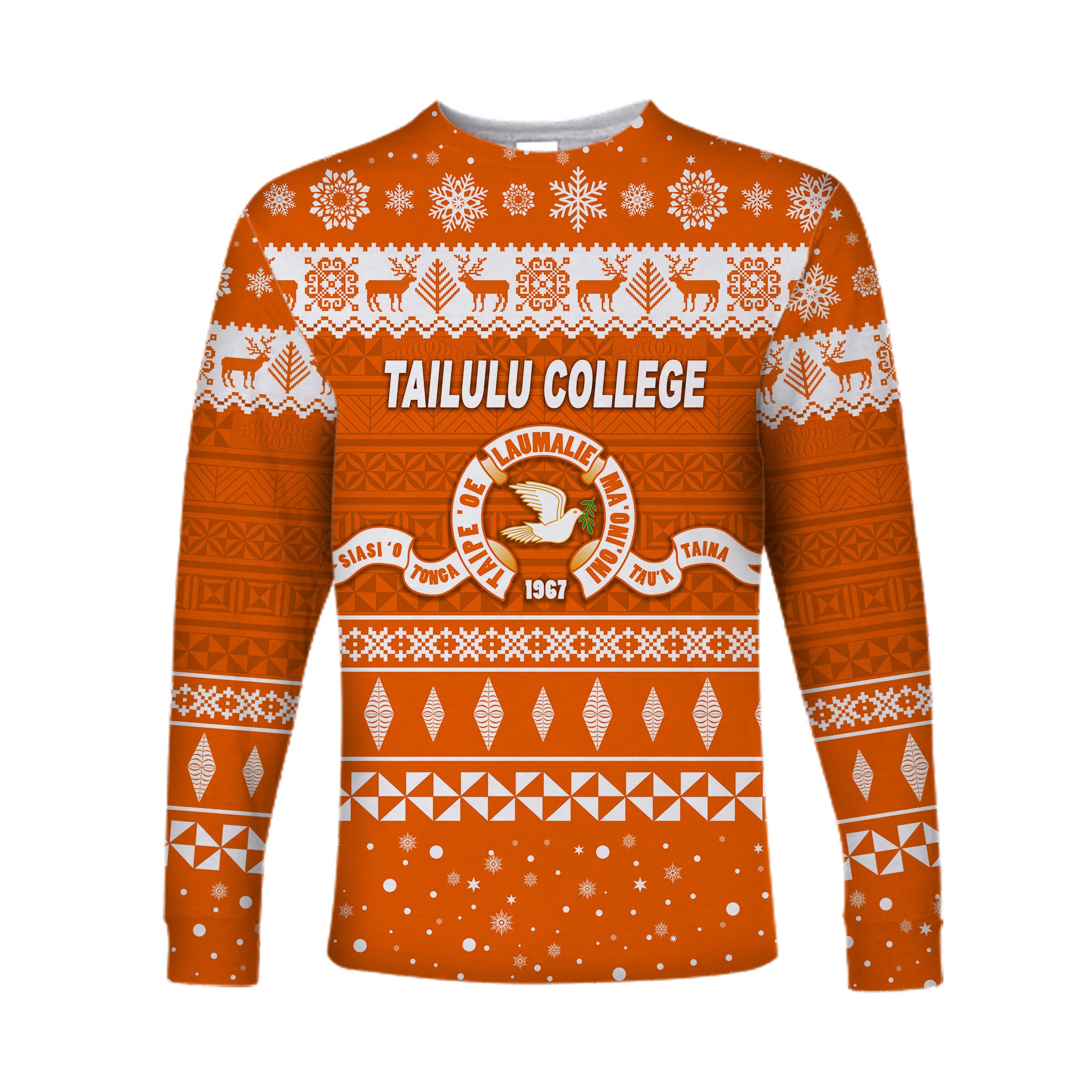 (Custom Personalised) Tailulu College Christmas Long Sleeve Shirt Simple Style LT8 Unisex Orange - Polynesian Pride