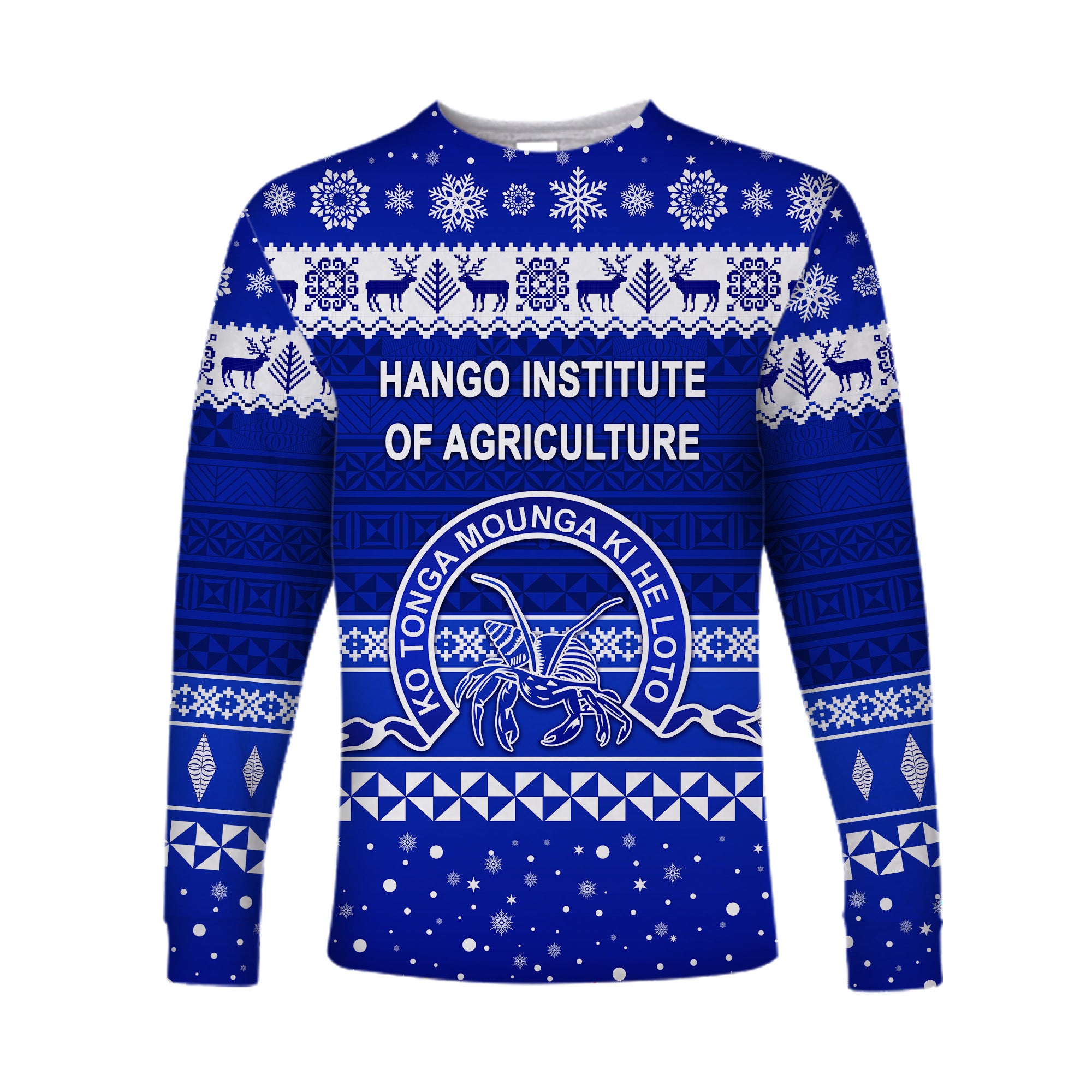 (Custom Personalised) Hango Institute of Agriculture Christmas Long Sleeve Shirt Simple Style LT8 Unisex Blue - Polynesian Pride