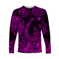 Hawaii Fish Hook Polynesian Long Sleeve Shirt Unique Style - Pink LT8 Unisex Pink - Polynesian Pride