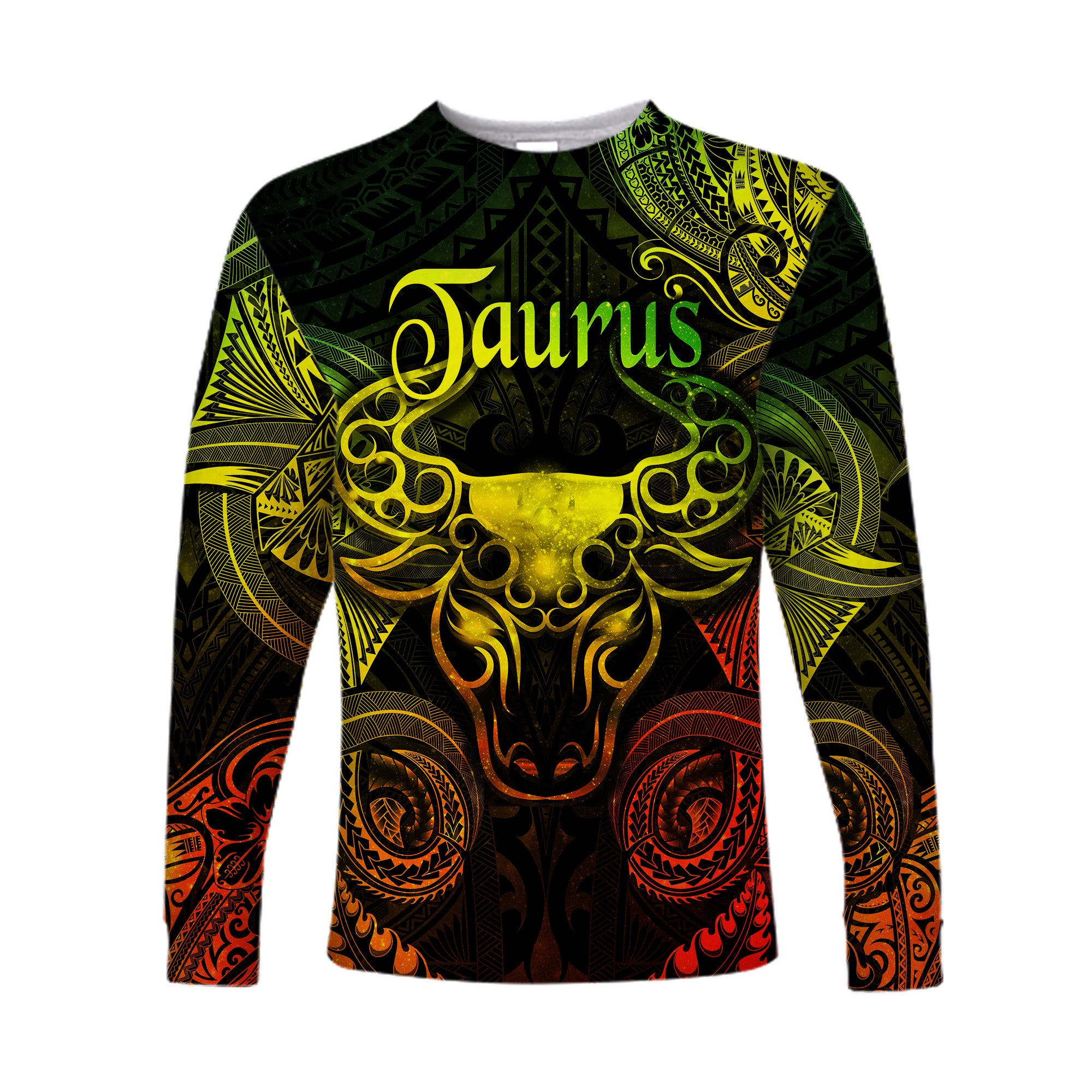 (Custom Personalised) Taurus Zodiac Polynesian Long Sleeve Shirt Unique Style - Reggae LT8 Unisex Reggae - Polynesian Pride