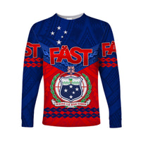 (Custom Personalised) Samoa FAST Party Long Sleeve Shirt Simple Style LT8 Unisex Blue - Polynesian Pride