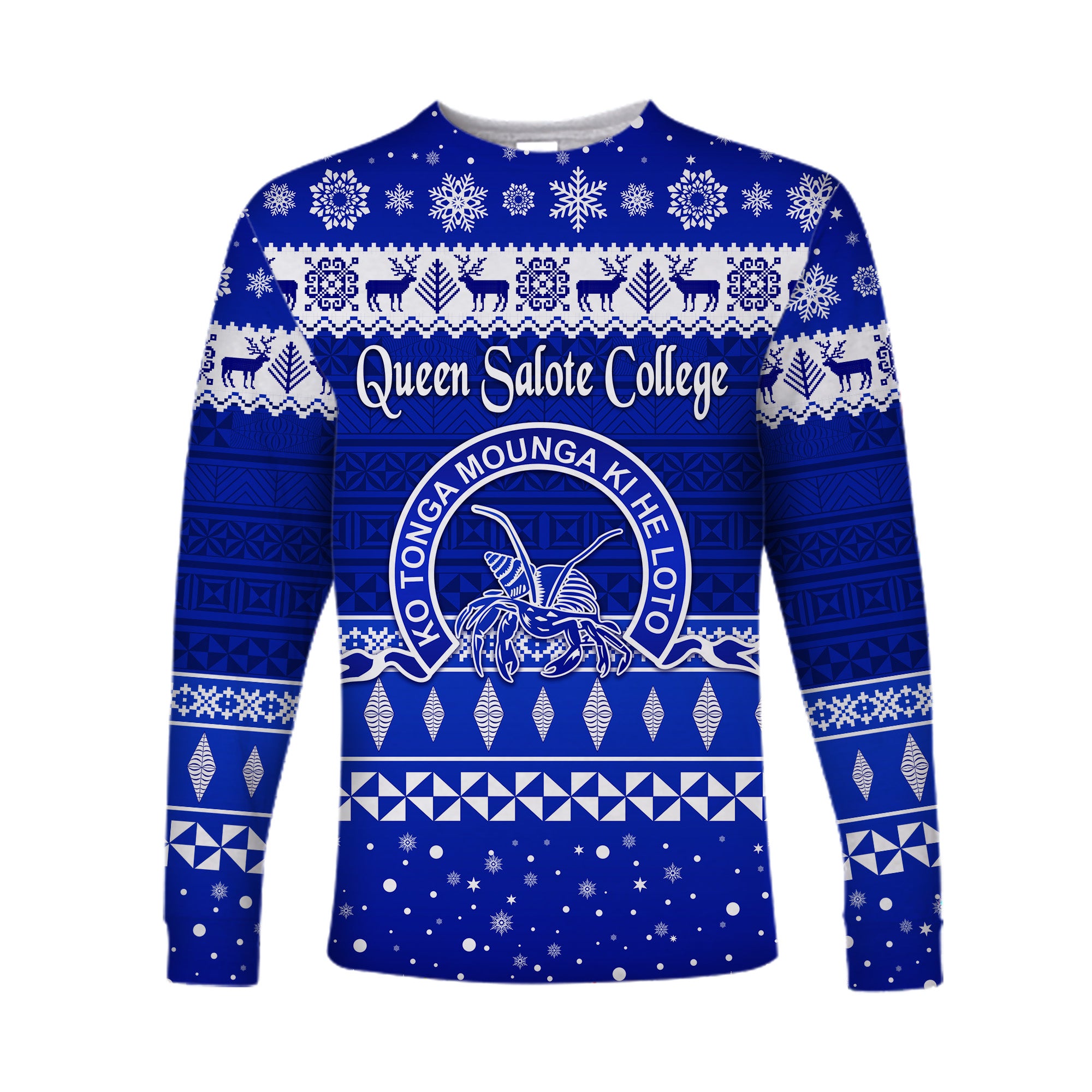 Queen Salote College Christmas Long Sleeve Shirt Simple Style LT8 Unisex Blue - Polynesian Pride