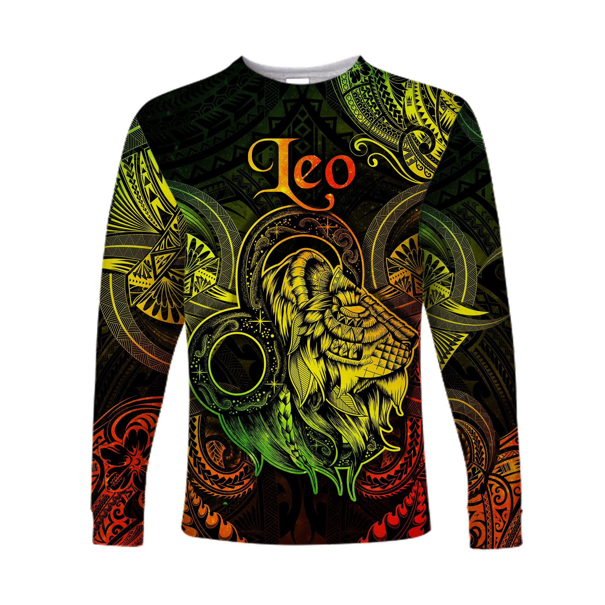 Leo Zodiac Polynesian Long Sleeve Shirt Unique Style - Reggae LT8 Unisex Reggae - Polynesian Pride