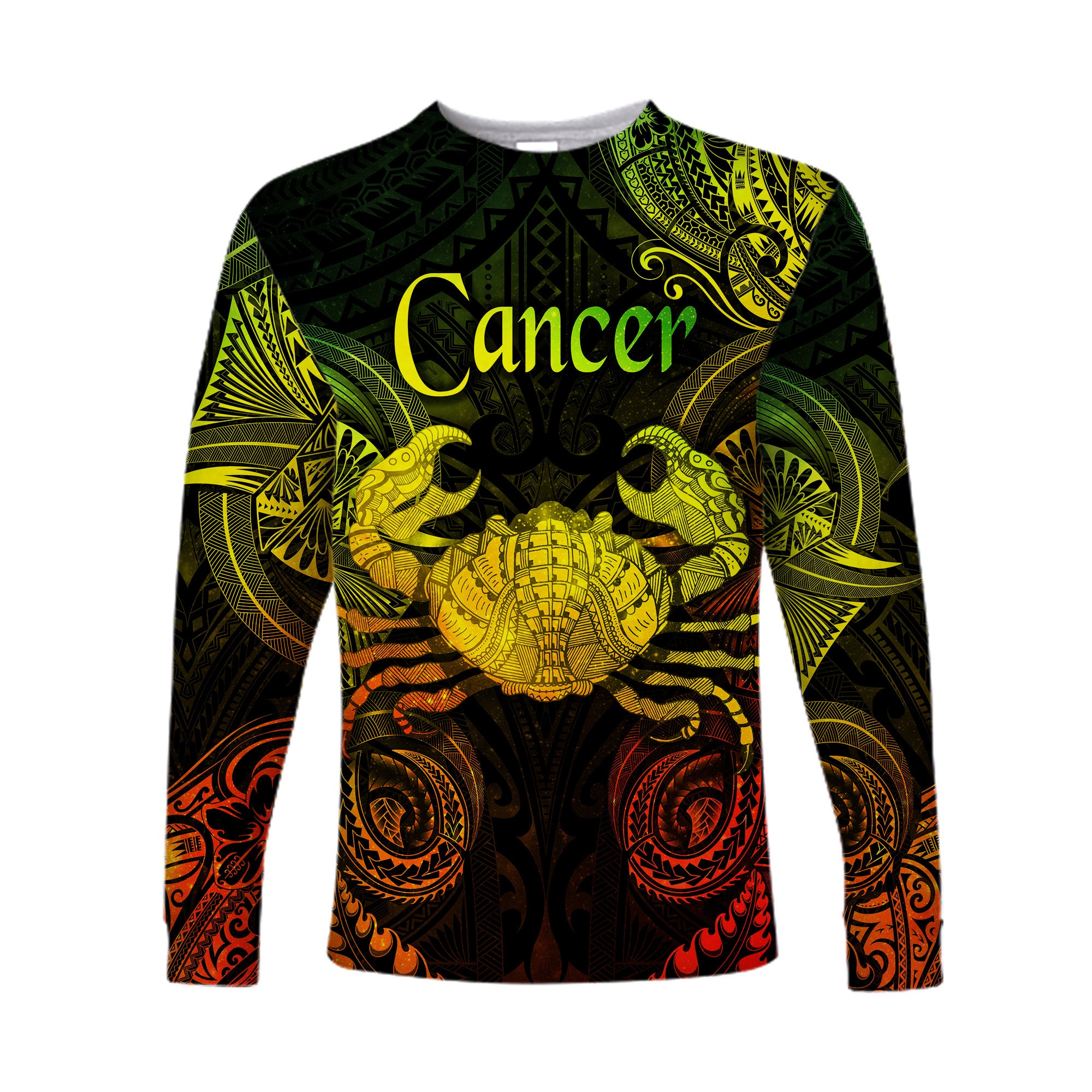 Cancer Zodiac Polynesian Long Sleeve Shirt Unique Style - Reggae LT8 Unisex Reggae - Polynesian Pride