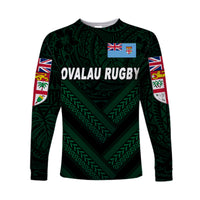 Fiji Ovalau Rugby Long Sleeve Shirts Dark Green Style LT8 - Polynesian Pride