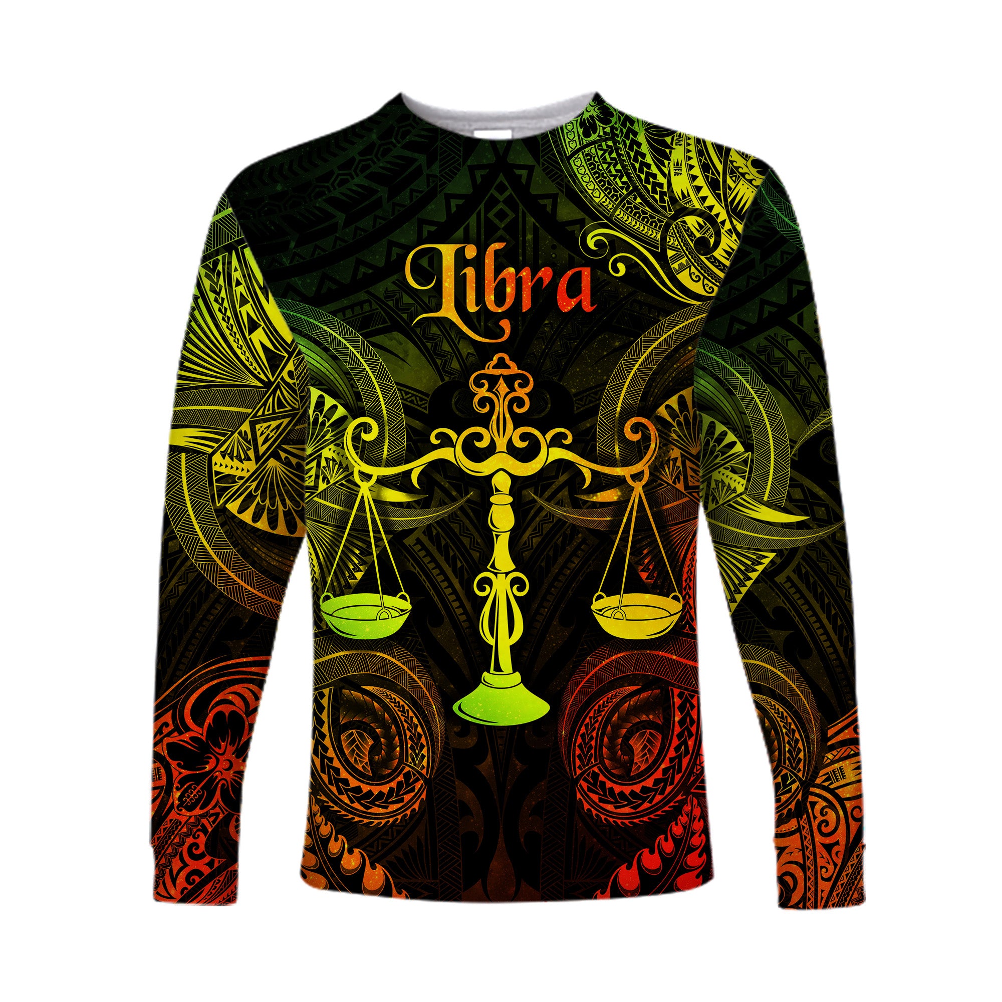 Libra Zodiac Polynesian Long Sleeve Shirt Unique Style - Reggae LT8 Unisex Reggae - Polynesian Pride