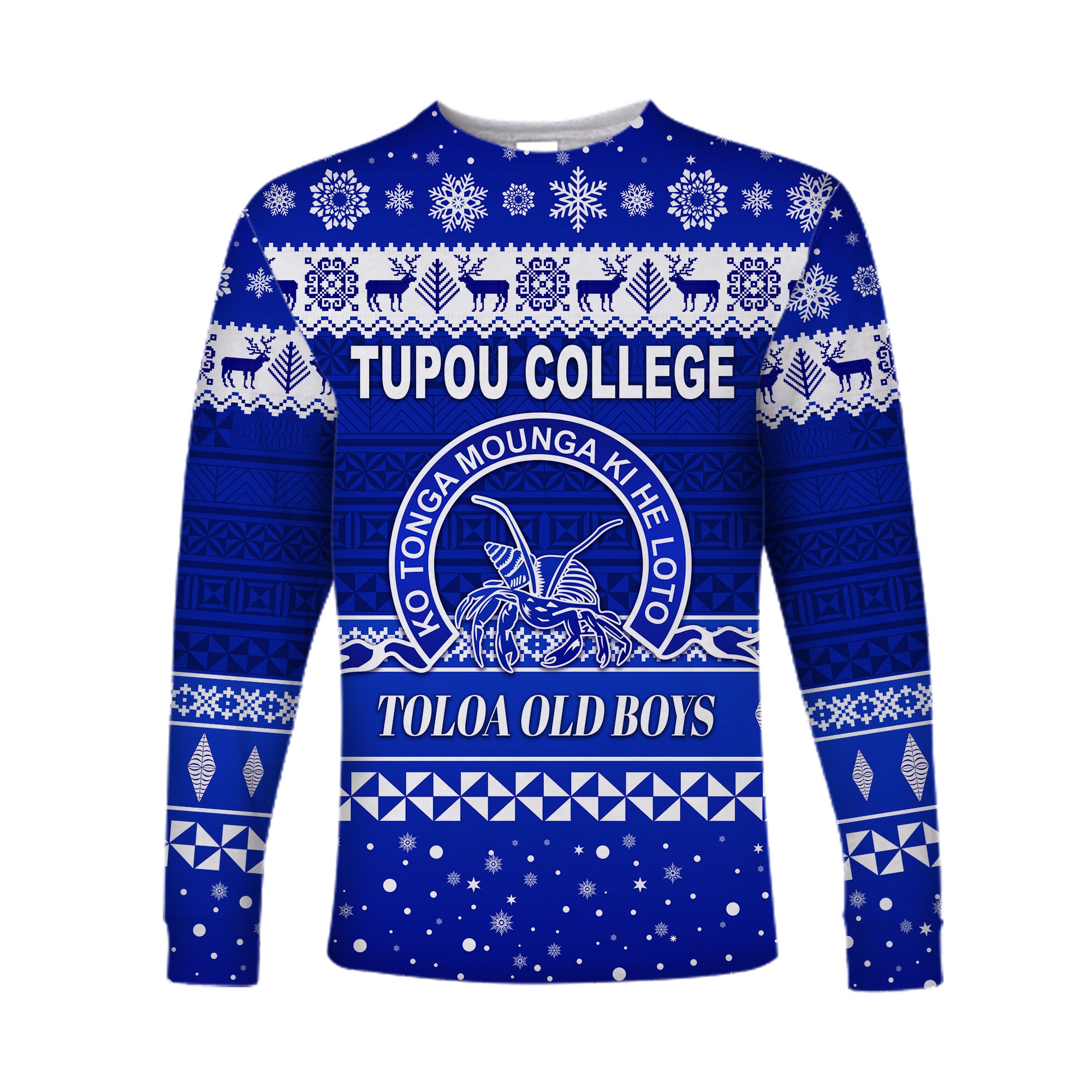 Tupou College Toloa Old Boys Christmas Long Sleeve Shirt Simple Style LT8 Unisex Blue - Polynesian Pride