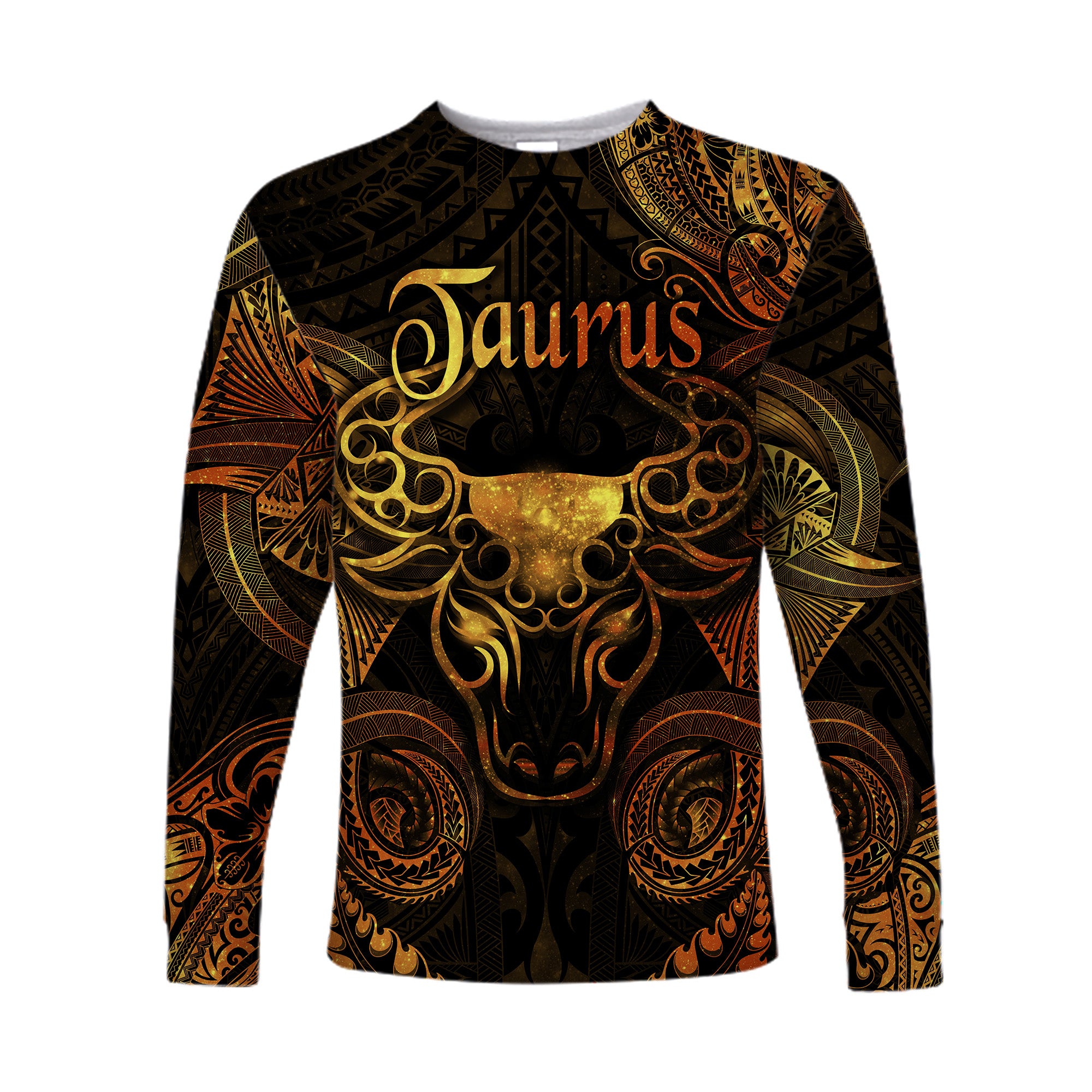 Taurus Zodiac Polynesian Long Sleeve Shirt Unique Style - Gold LT8 Unisex Gold - Polynesian Pride