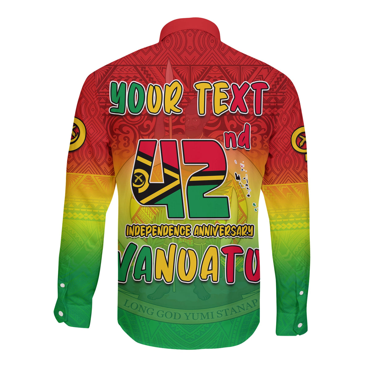 (Custom Personalised) Vanuatu Independence Day Long Sleeve Button Shirt 42nd Anniversary Yumi Yumi Yumi LT13 - Polynesian Pride