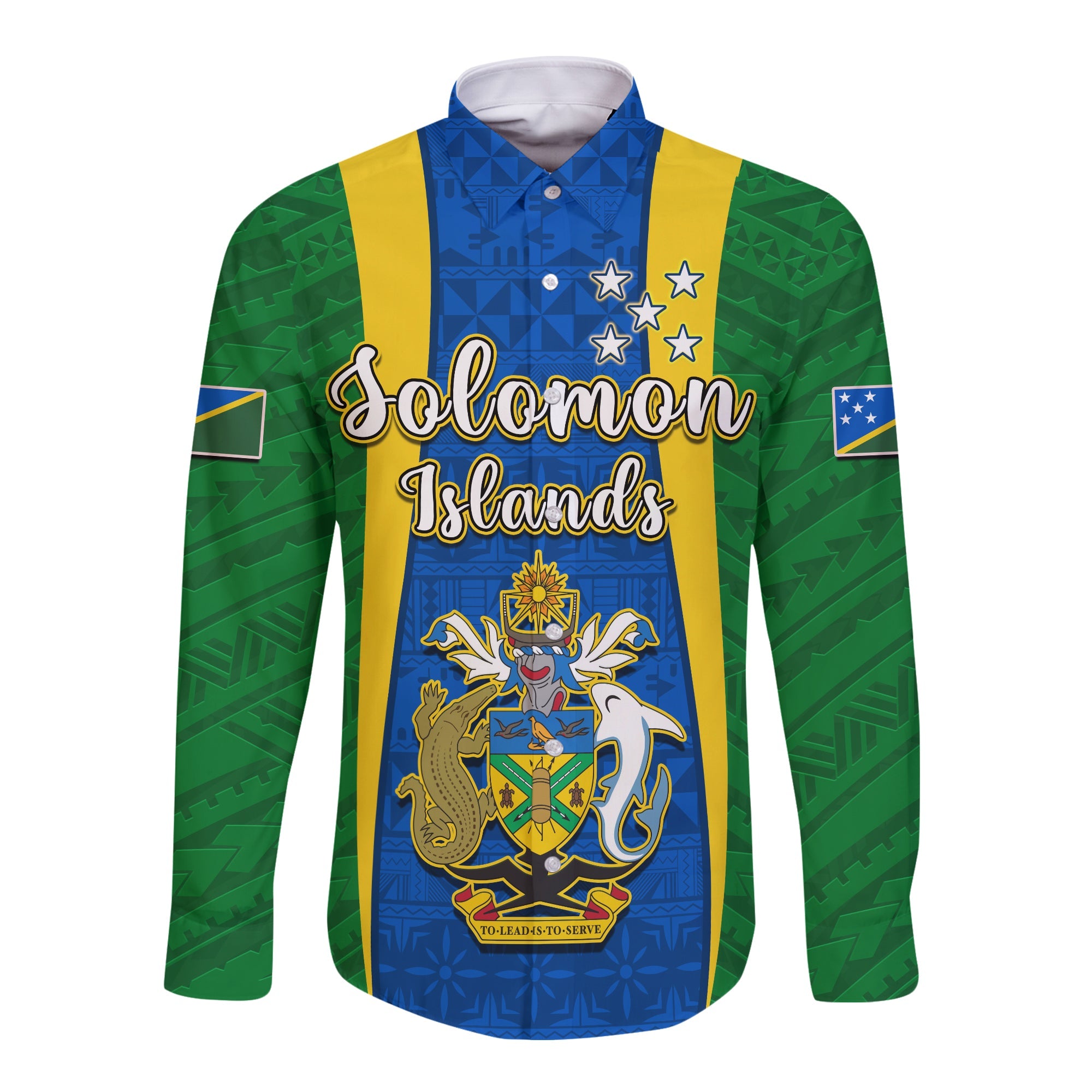 Solomon Islands Day Long Sleeve Button Shirt 44 Years Independence Anniversary LT13 Unisex Green - Polynesian Pride