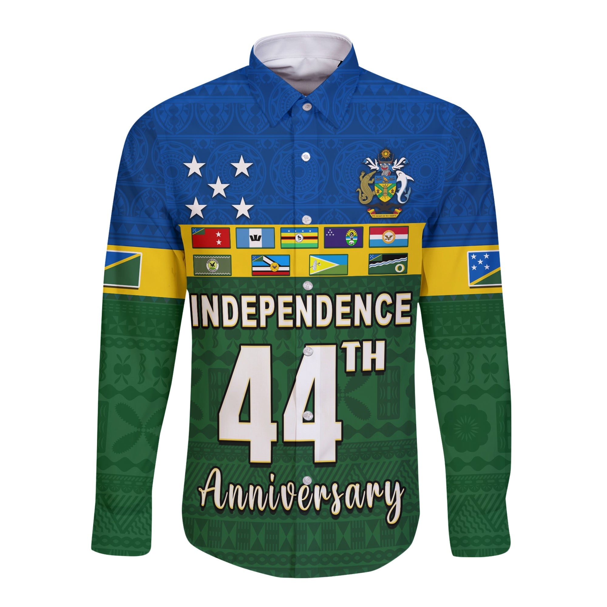 Solomon Islands National Day Long Sleeve Button Shirt Independence Day Tapa Pattern LT13 Unisex Green - Polynesian Pride