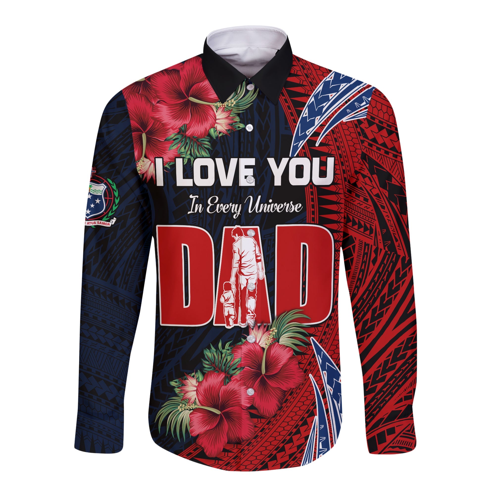 Samoa Fathers Day Long Sleeve Button Shirt Polynesian Best Dad Ever LT13 Unisex Red - Polynesian Pride