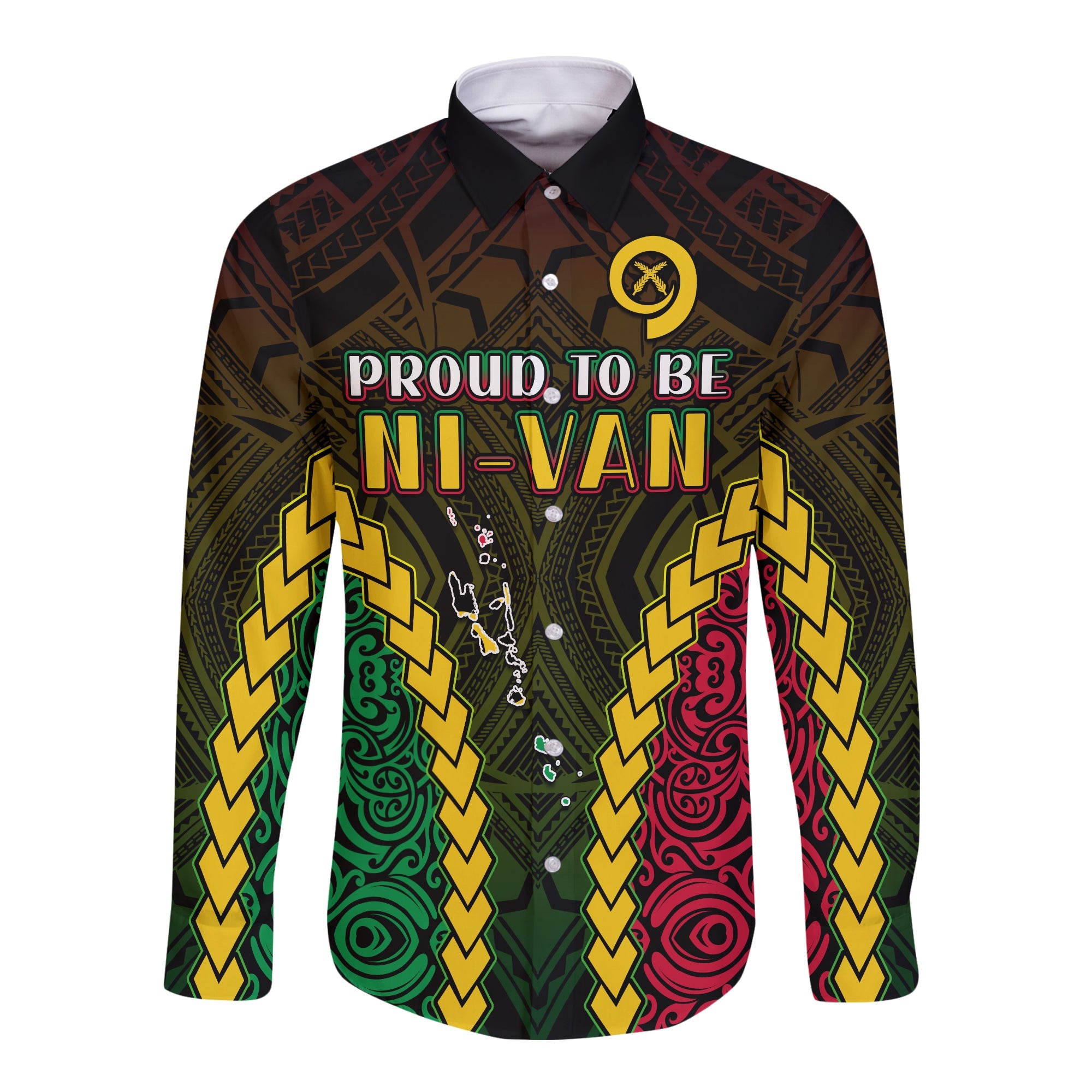 Vanuatu Indigenous Long Sleeve Button Shirt Proud To Be Ni - Vanuatu Polynesian Pattern LT13 Unisex Black - Polynesian Pride