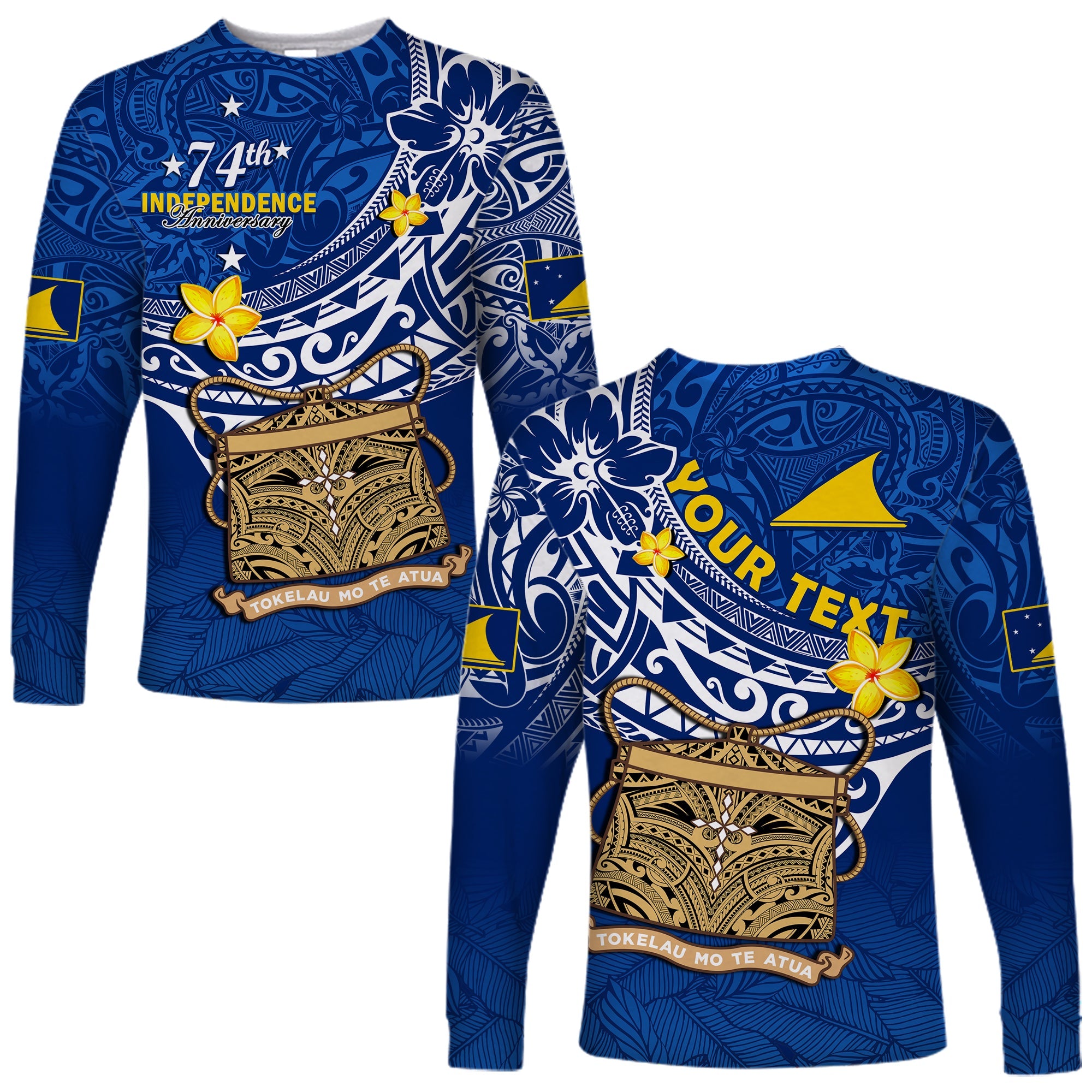 (Custom Personalised) Tokelau Long Sleeve Shirt National Badge Polynesian Happy 74th Independence Anniversary LT14 Unisex Blue - Polynesian Pride