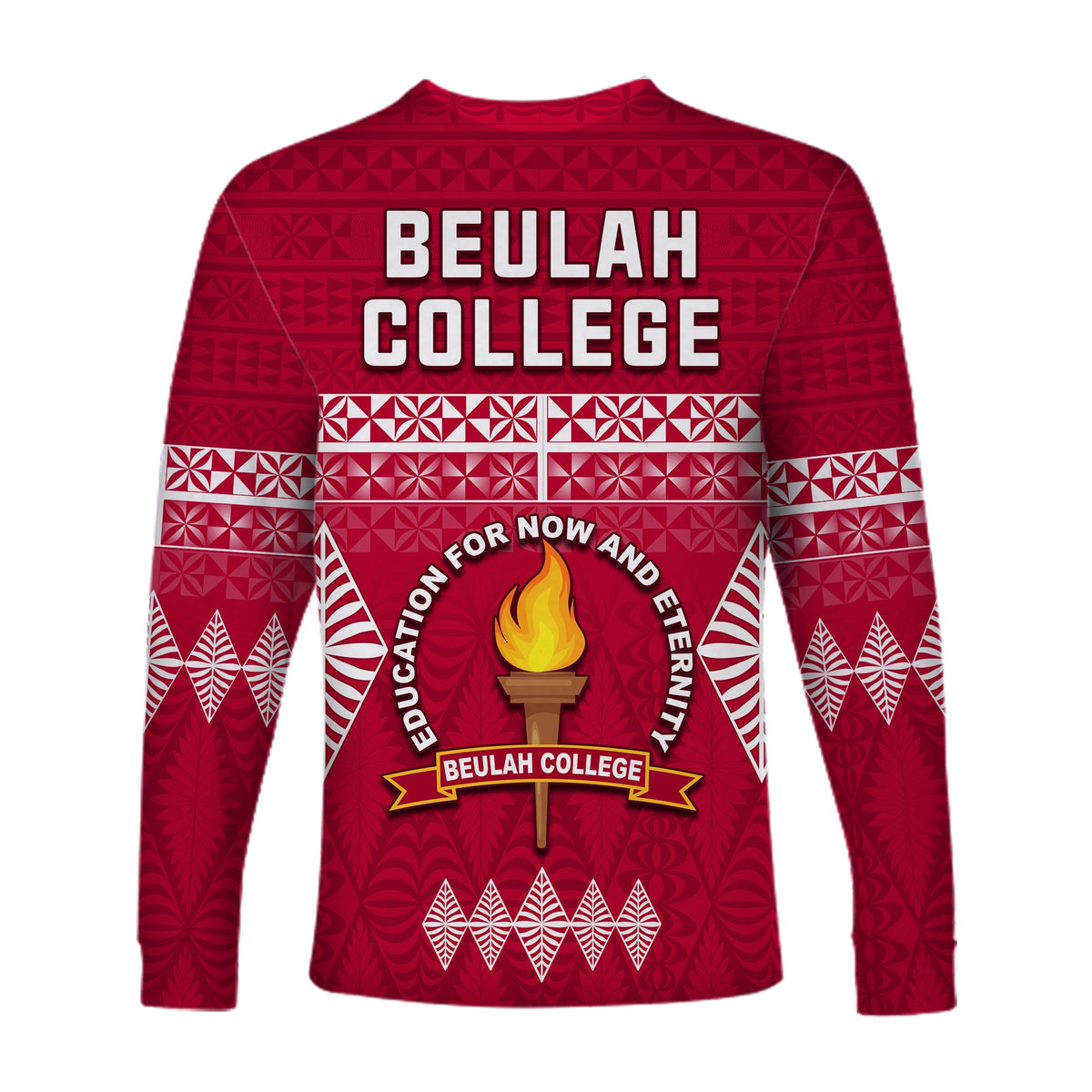 Beulah College Long Sleeve Shirt Ngatu Pattern Tonga LT13 - Polynesian Pride
