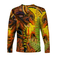 (Custom Personalised) Hei Tiki Maori Long Sleeve Shirt Fern Aotearoa Ta Moko Sun LT13 - Polynesian Pride