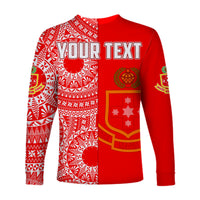 (Custom Personalised) Kolisi Tonga High School Long Sleeve Shirt Tongan Ngatu Pattern LT14 - Polynesian Pride