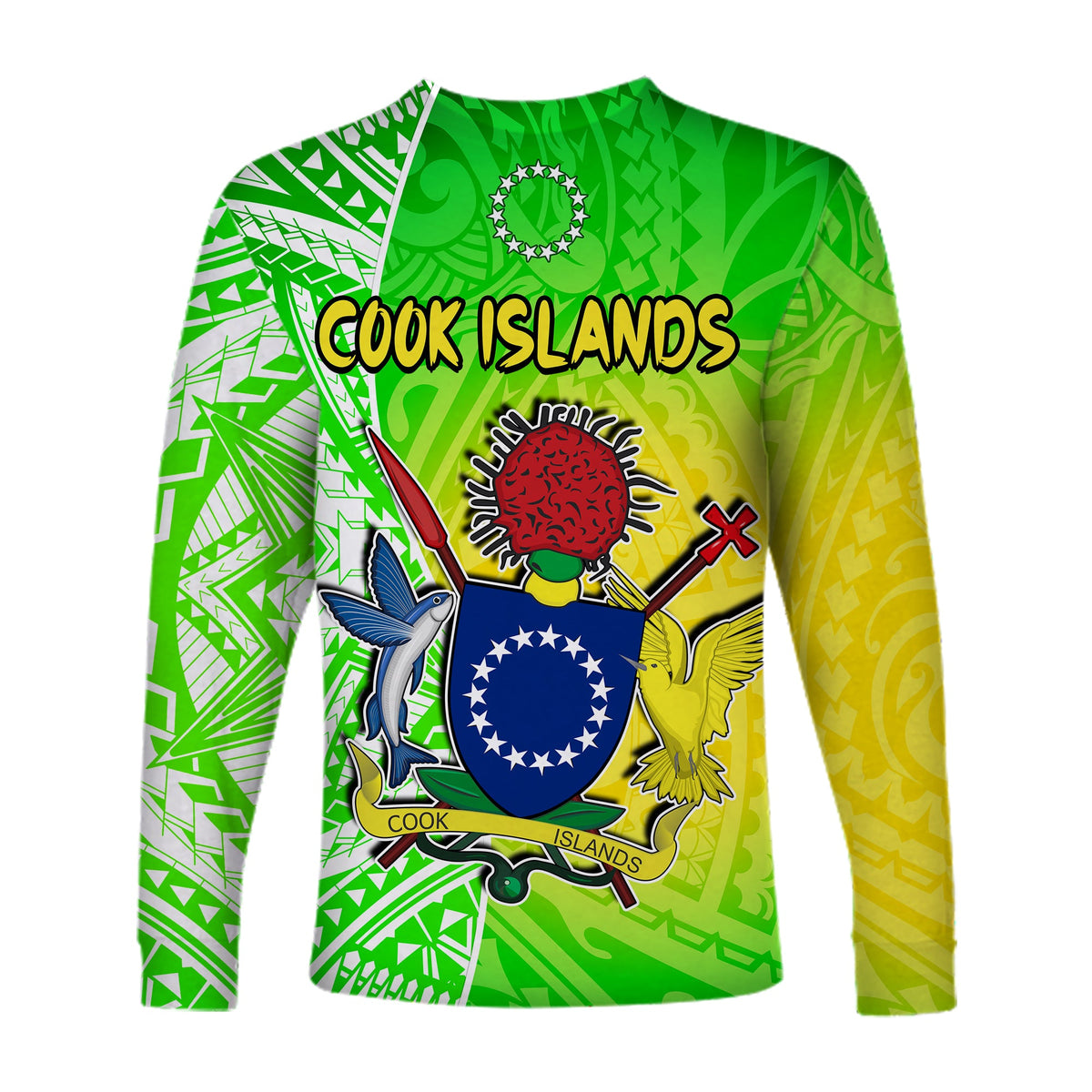 Happy Mangaia Gospel Day Long Sleeve Shirt Cook Islands Coat Of Arms Polynesian Pattern LT14 - Polynesian Pride