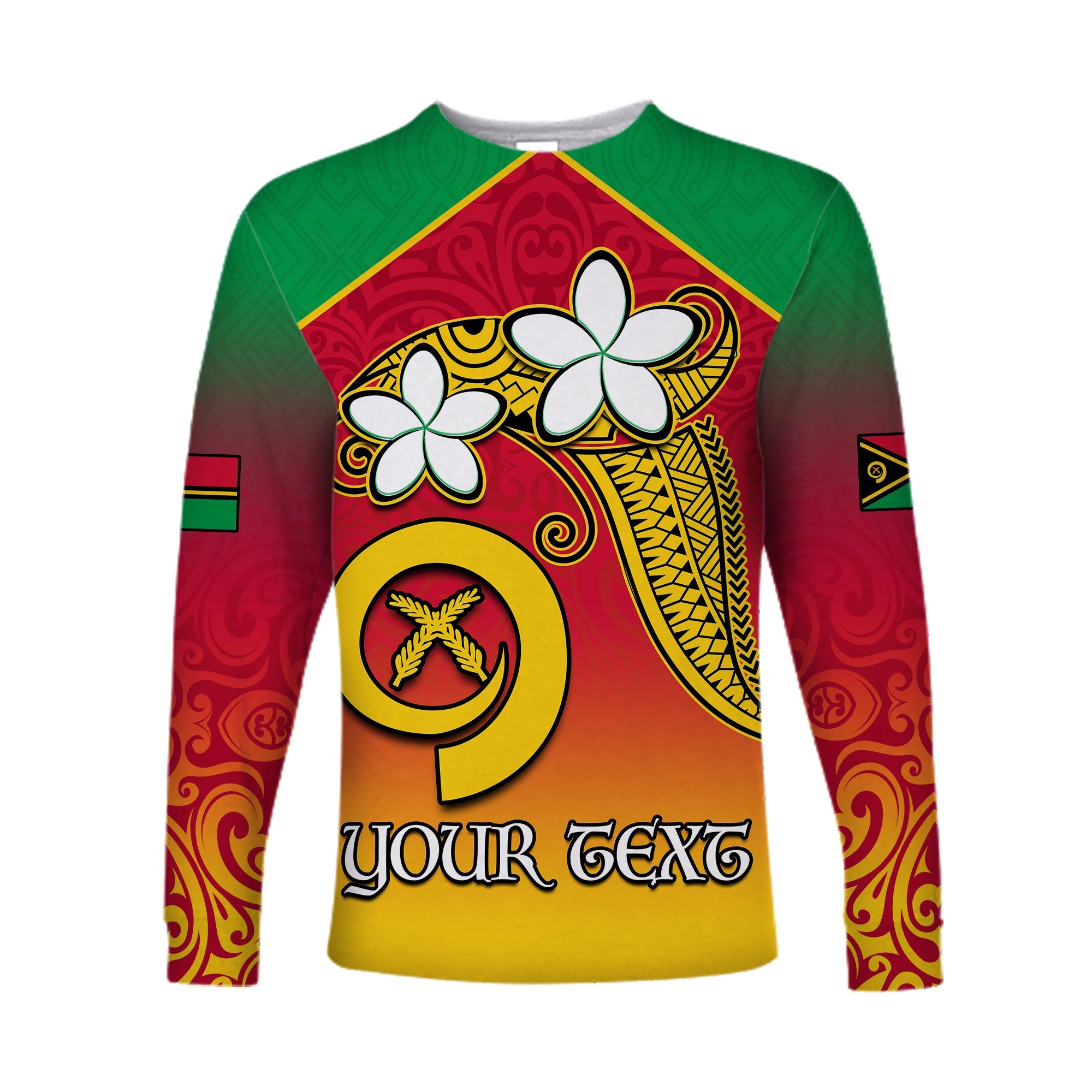 (Custom Personalised) Vanuatu Novelty Long Sleeve Shirt Frangipani Tropical Spa Flower LT13 Unisex Red - Polynesian Pride