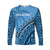 (Custom Text And Number) Fiji Tapa Rugby Long Sleeve Shirt Fijian Cibi Dance Tapa Pattern Blue LT14 - Polynesian Pride