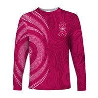 (Custom Personalised) Breast Cancer Awareness Long Sleeve Shirt Hibiscus Polynesian No One Fights Alone LT13 - Polynesian Pride