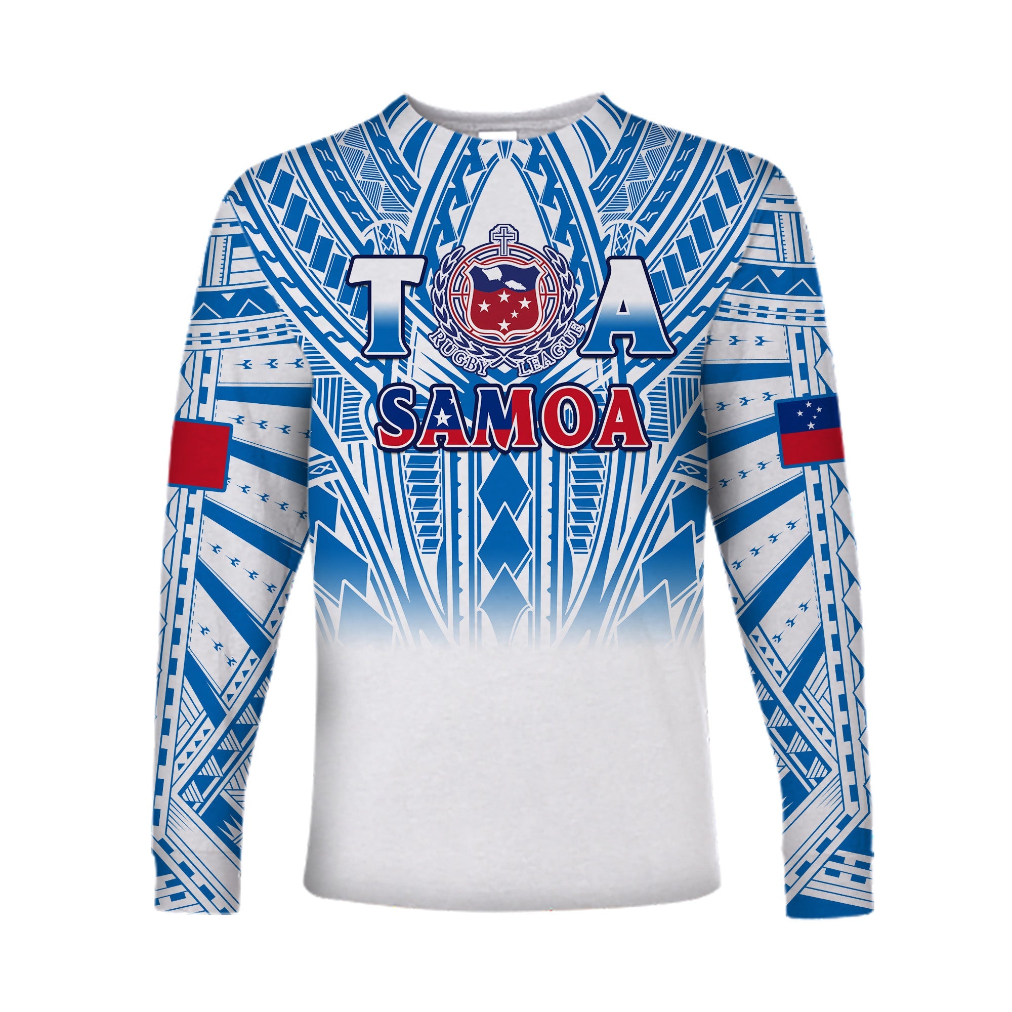 (Custom Text And Number) Samoa Rugby Long Sleeve Shirt Personalise Toa Samoa Polynesian Pacific White Version LT14 Unisex White - Polynesian Pride