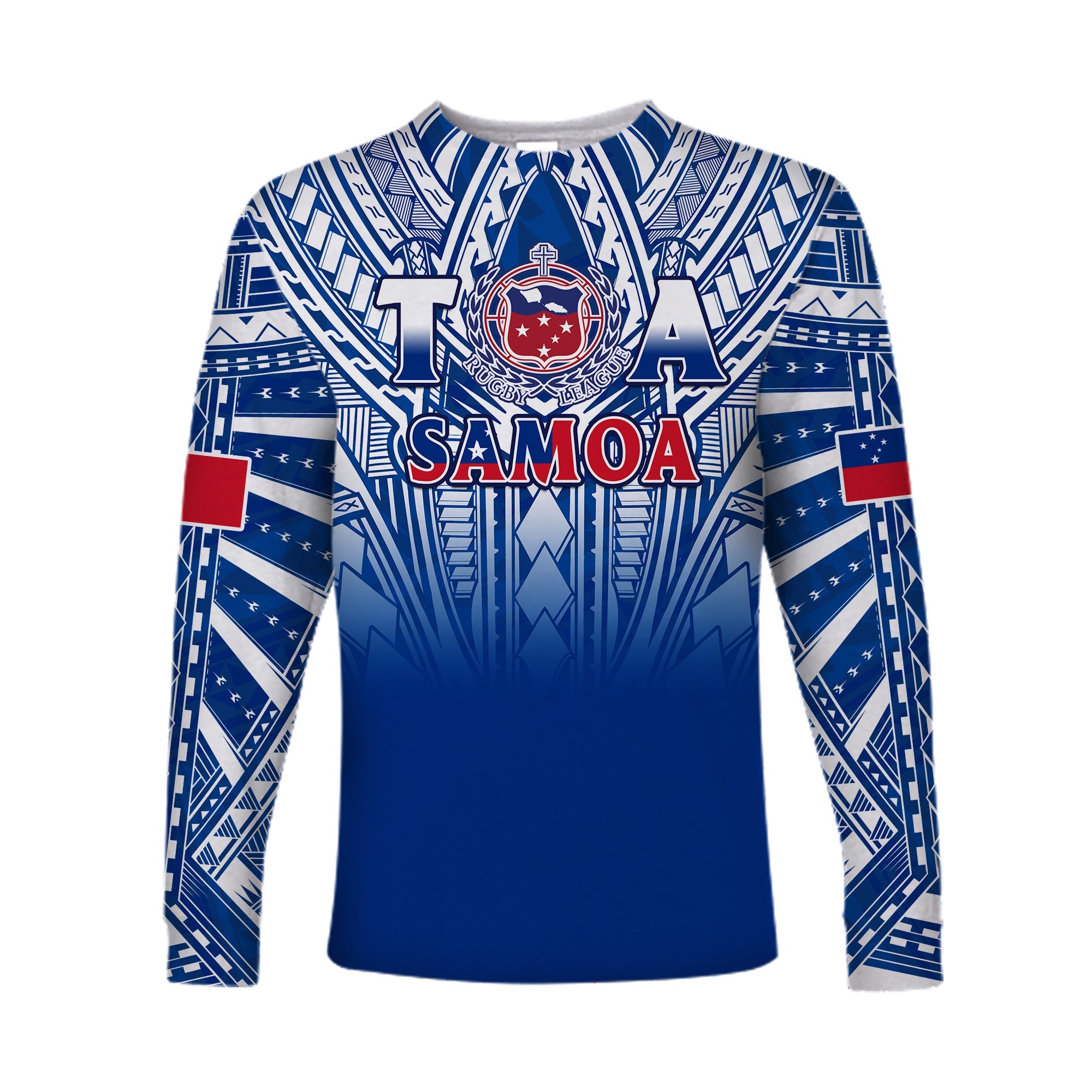 Samoa Rugby Long Sleeve Shirt Toa Samoa Polynesian Pacific Navy Version LT14 Unisex Blue - Polynesian Pride