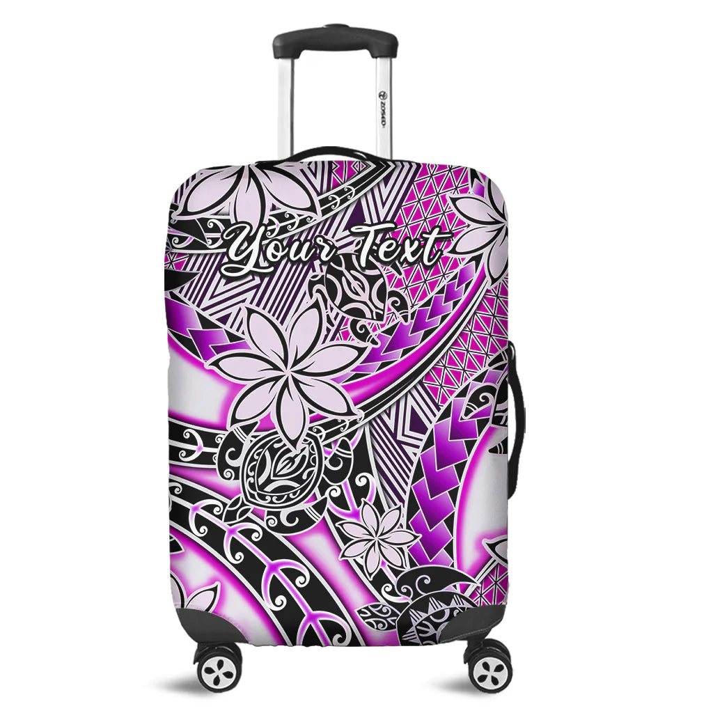 (Custom Personalised) Hawaii Luggage Cover Tribal Plumeria With Polynesian Turtle Ver.02 LT14 Purple - Polynesian Pride