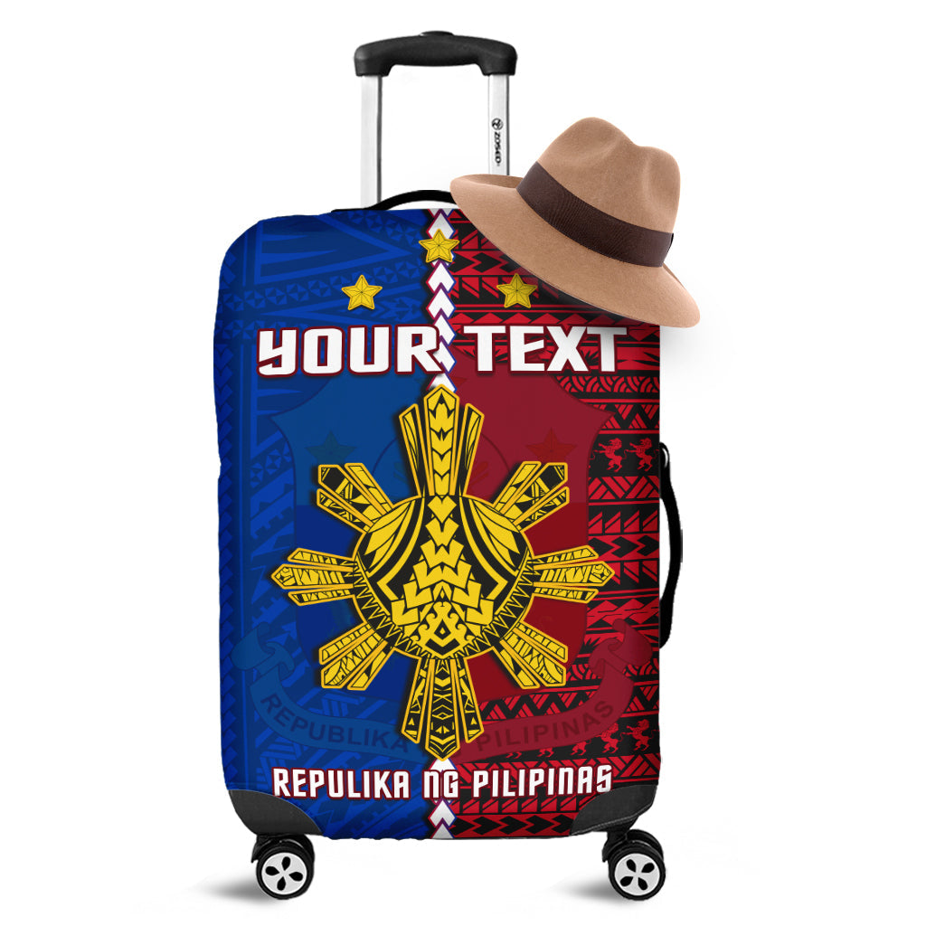 (Custom Personalised) Philippines Luggage Cover Pilipinas Sun Mix Polynesian Pattern LT14 Red - Polynesian Pride