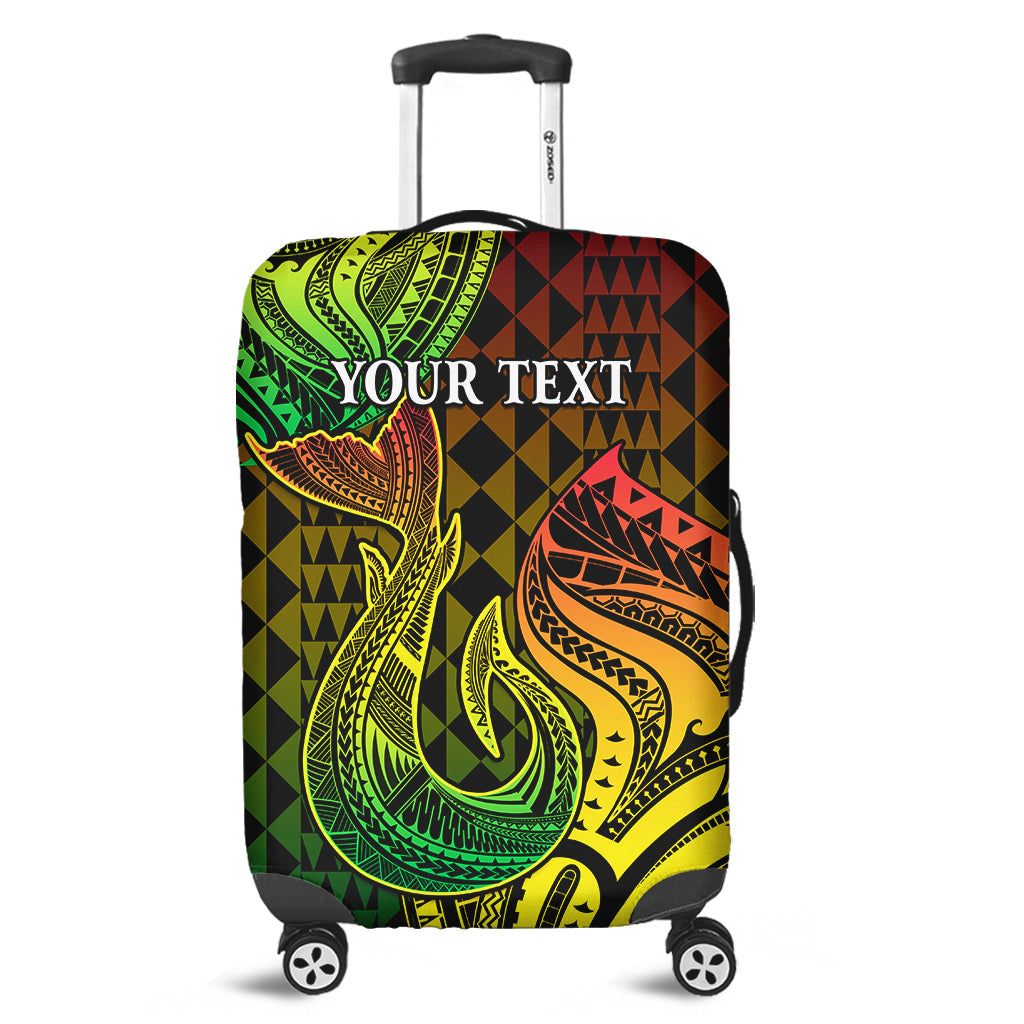 Personalised Hawaii Luggage Cover Kakau Polynesia Hawaiian Fish Hook Ver.09 LT14 Reggae - Polynesian Pride