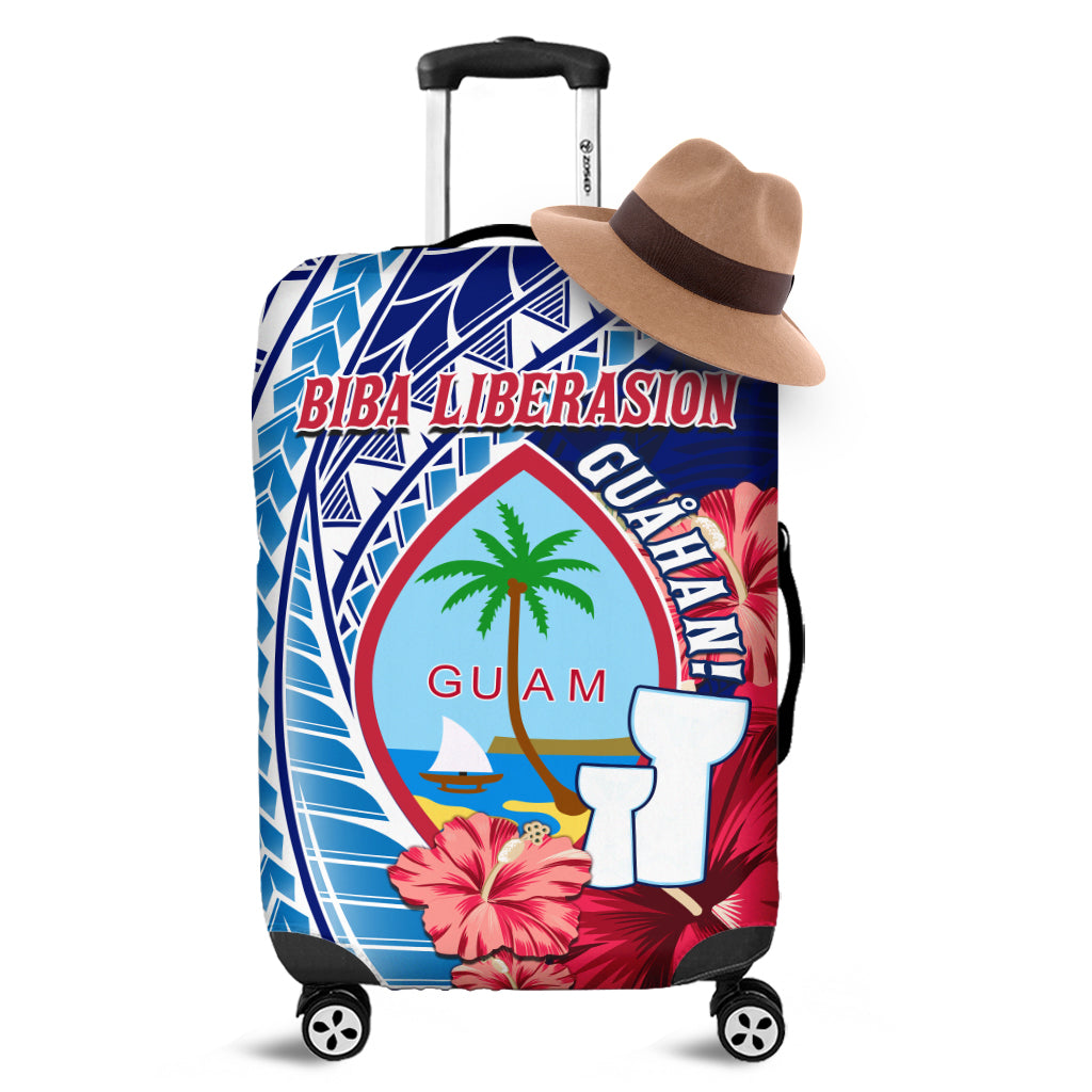 Guam Chamorro Luggage Covers Happy Liberation Day Latte Stone LT13 Blue - Polynesian Pride