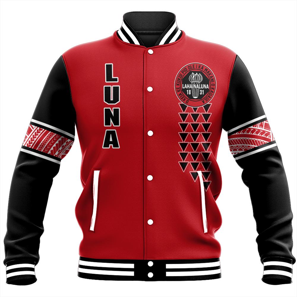 (Personalized) Hawaii Baseball Jacket - Lahainaluna High Custom Your Class Baseball Jacket - AH Unisex Red - Polynesian Pride