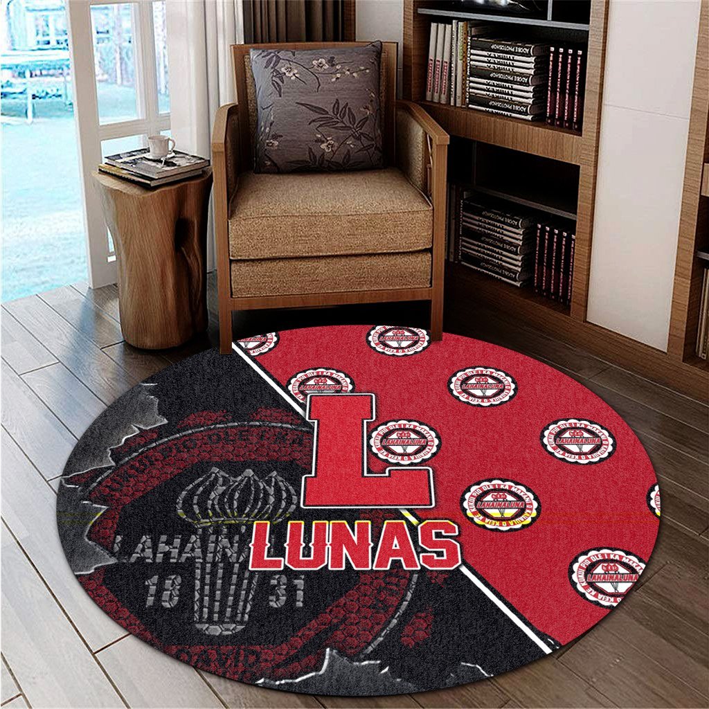 Hawaii - Lahainaluna High Round Carpet - AH Round Carpet Red - Polynesian Pride