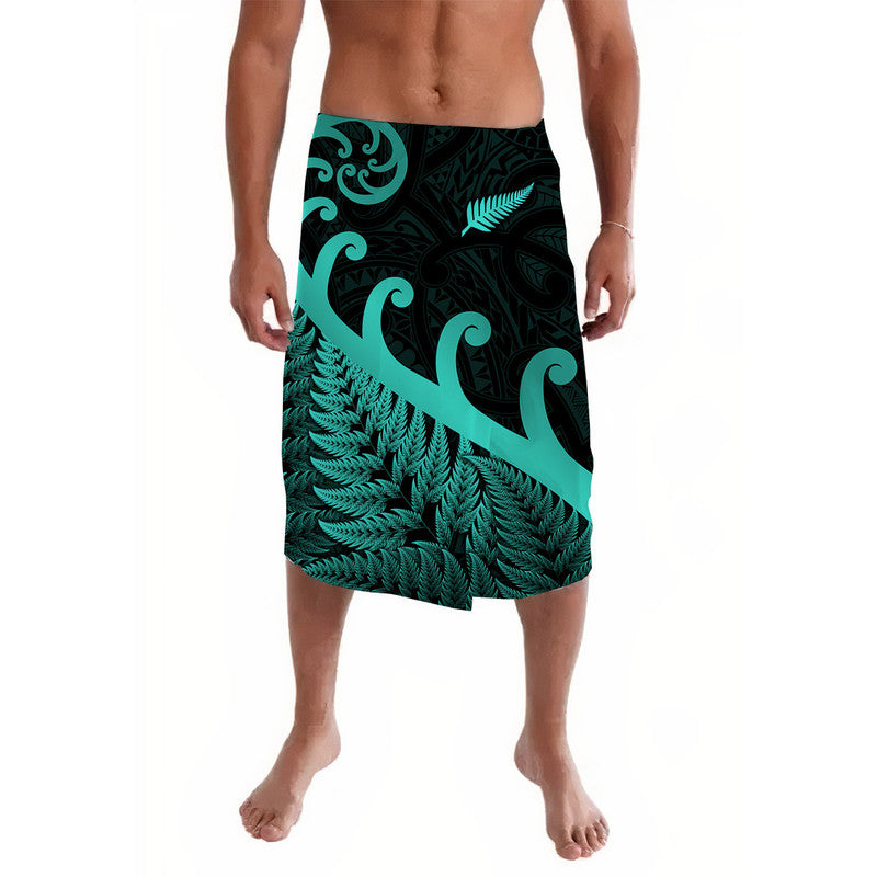 New Zealand Rugby Maori Lavalava Silver Fern Koru Vibes Turquoise LT8 Turquoise - Polynesian Pride