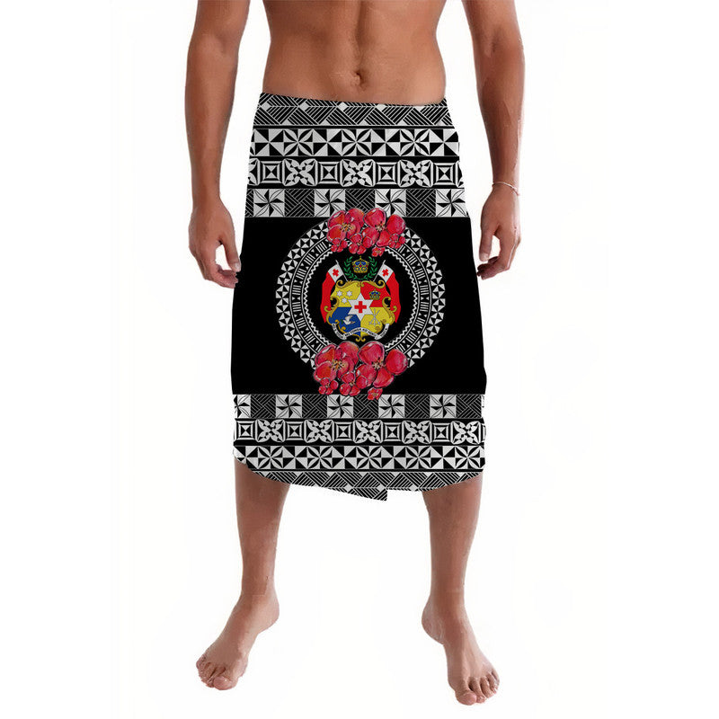 Custom Tonga Lavalava Emancipation Day Tupenu Independence Day Simple Ngatu Heilala Flower Black LT8 Black - Polynesian Pride