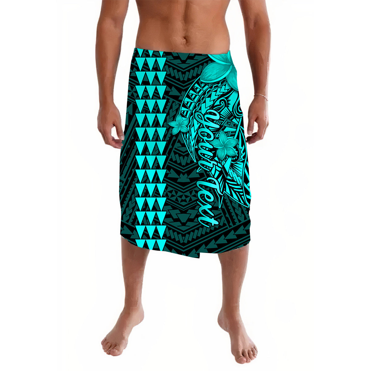 Custom Hawaii Lavalava Kakau Polynesian Pattern Combine Tropical Flowers Ver.04 LT14 Turquoise - Polynesian Pride