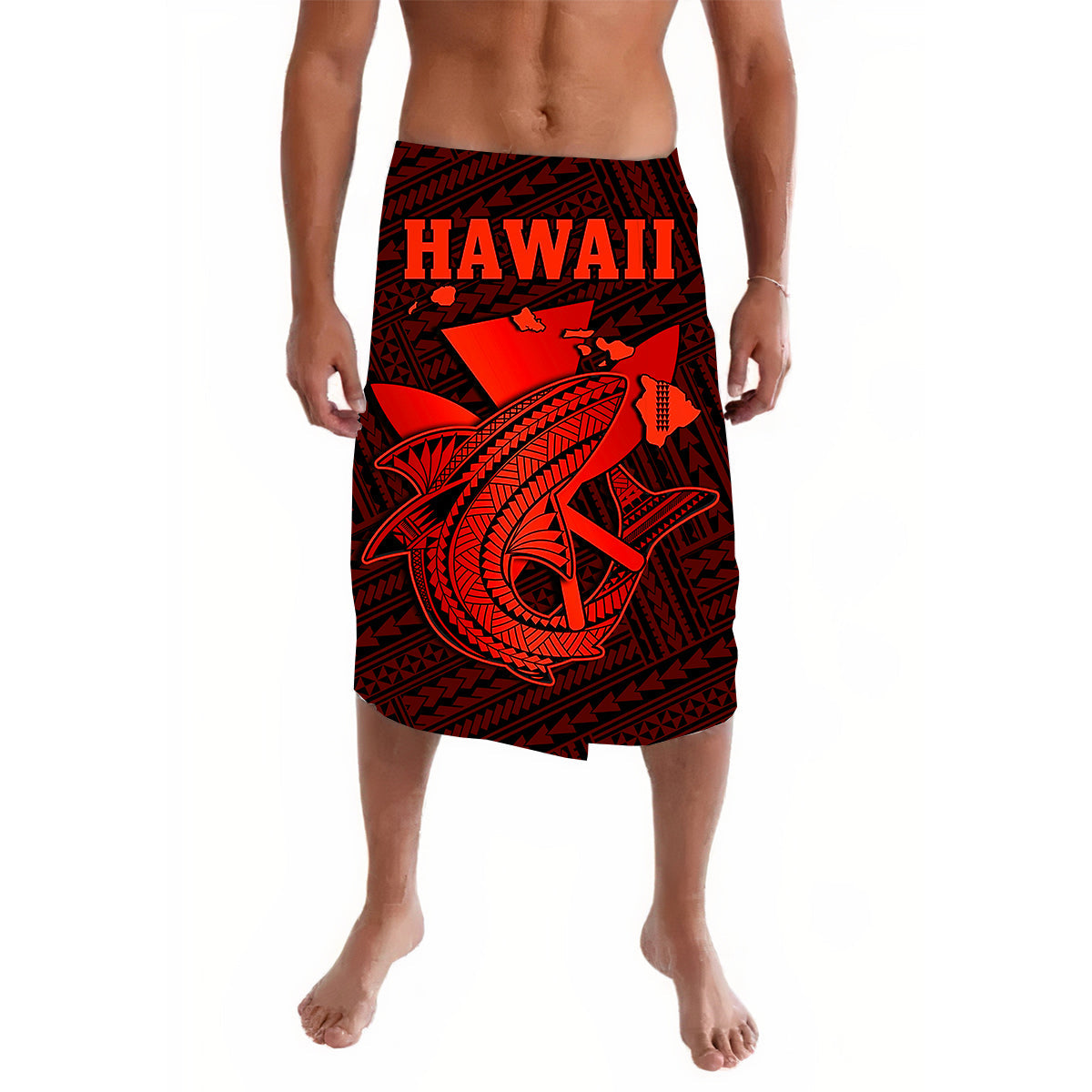 Hawaii Lavalava Kakau Kanaka Maoli Combine Polynesian Shark Ver.06 LT14 Red - Polynesian Pride