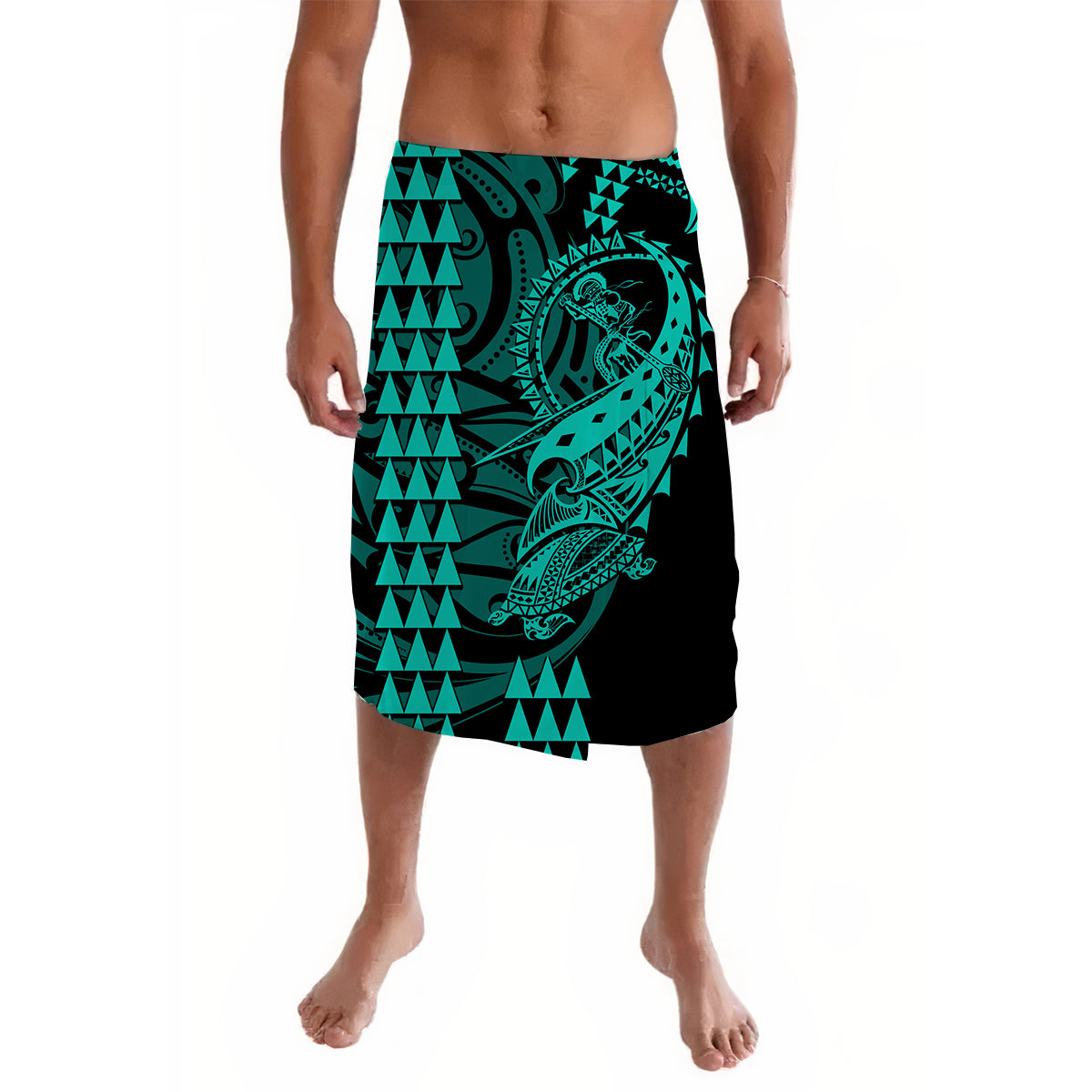 Hawaii Polynesian Warrior Kakau Lavalava Green No.2 LT6 Lavalava Green - Polynesian Pride