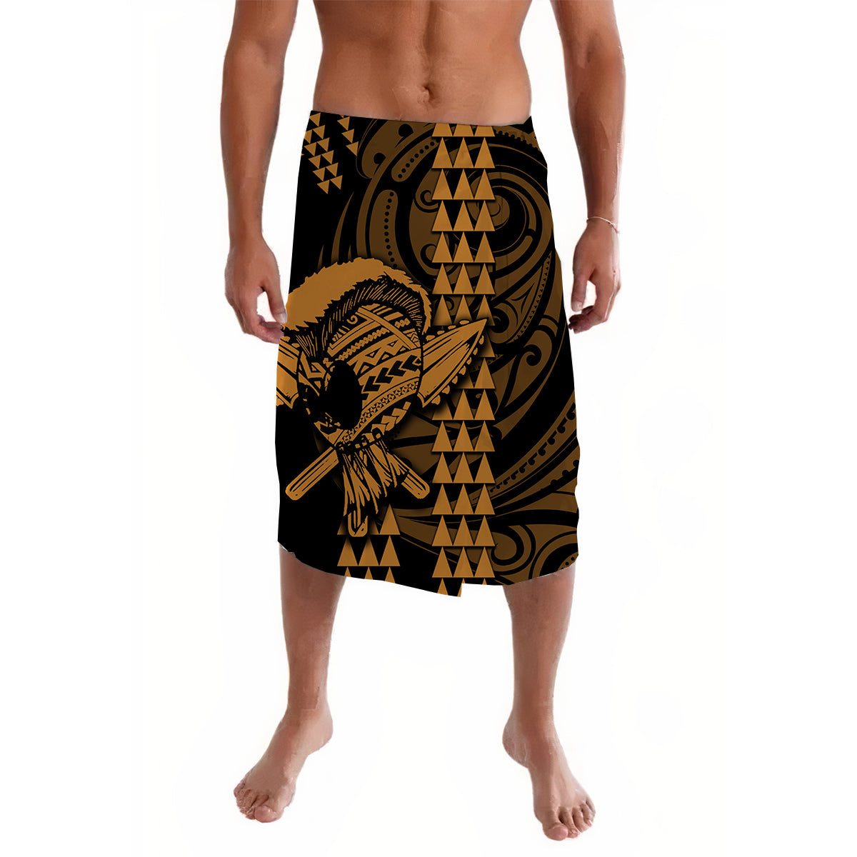 Hawaii Polynesian Warrior Kakau Lavalava Gold No.1 LT6 Lavalava Gold - Polynesian Pride