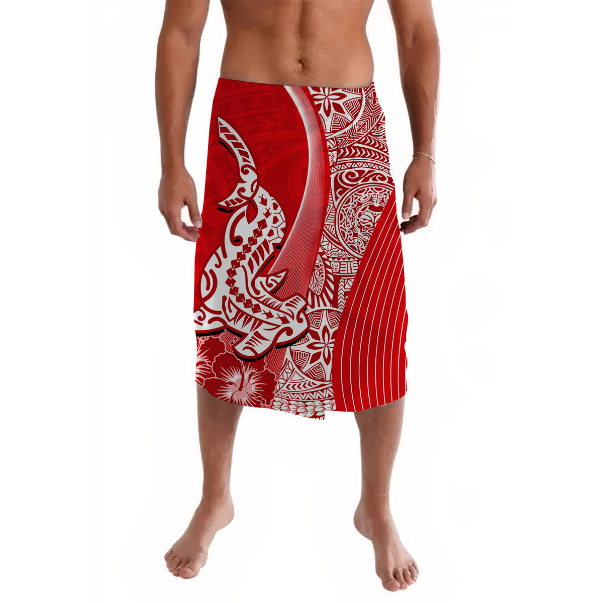 Hawaiian Shark Polynesian Lavalava Vibe Red Style LT6 Lavalava Red - Polynesian Pride