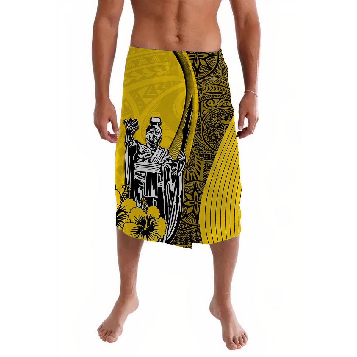 Hawaiian King Kamehameha Lavalava Vibe Yellow Style LT6 Lavalava Yellow - Polynesian Pride