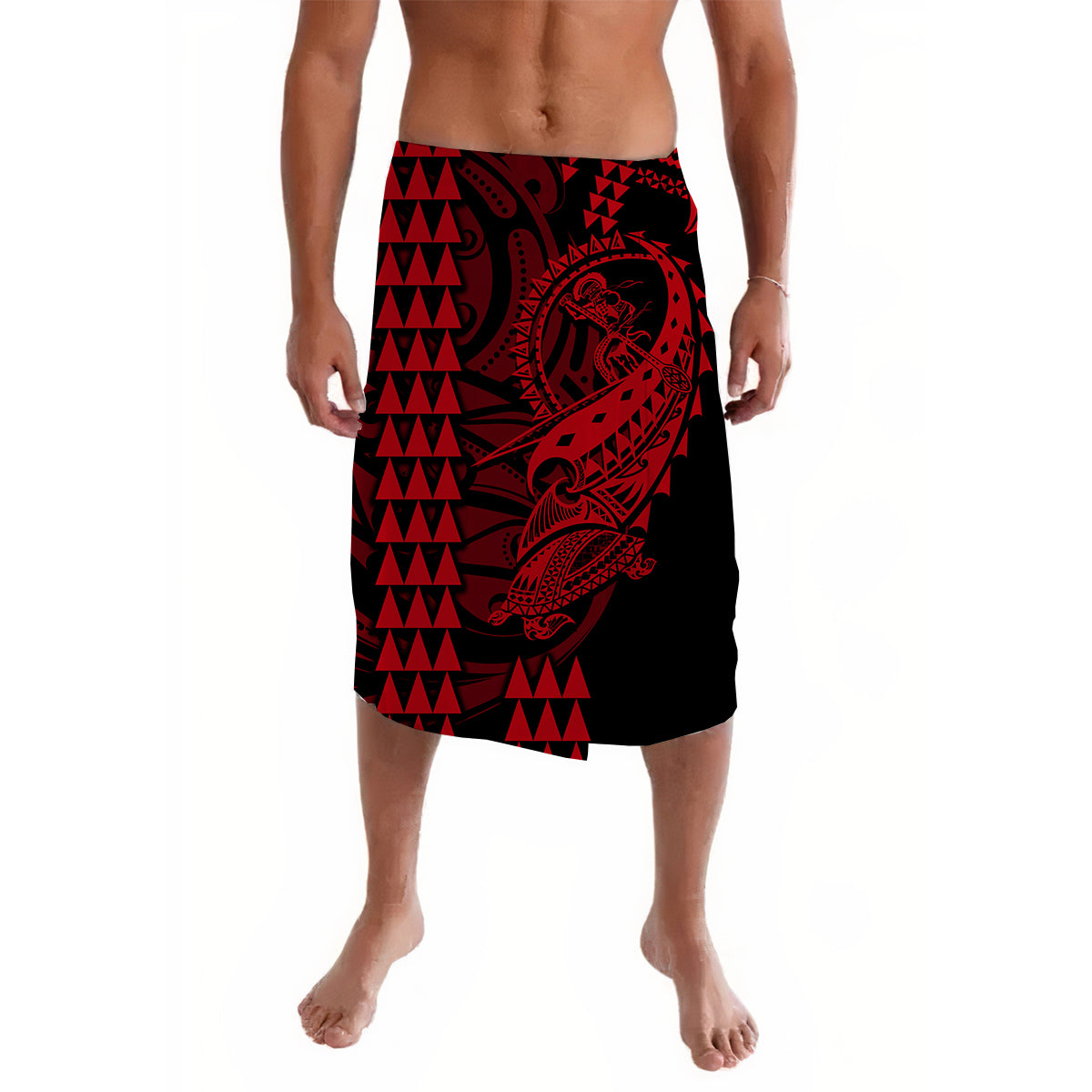 Hawaii Polynesian Warrior Kakau Lavalava Red No.1 LT6 Lavalava Red - Polynesian Pride