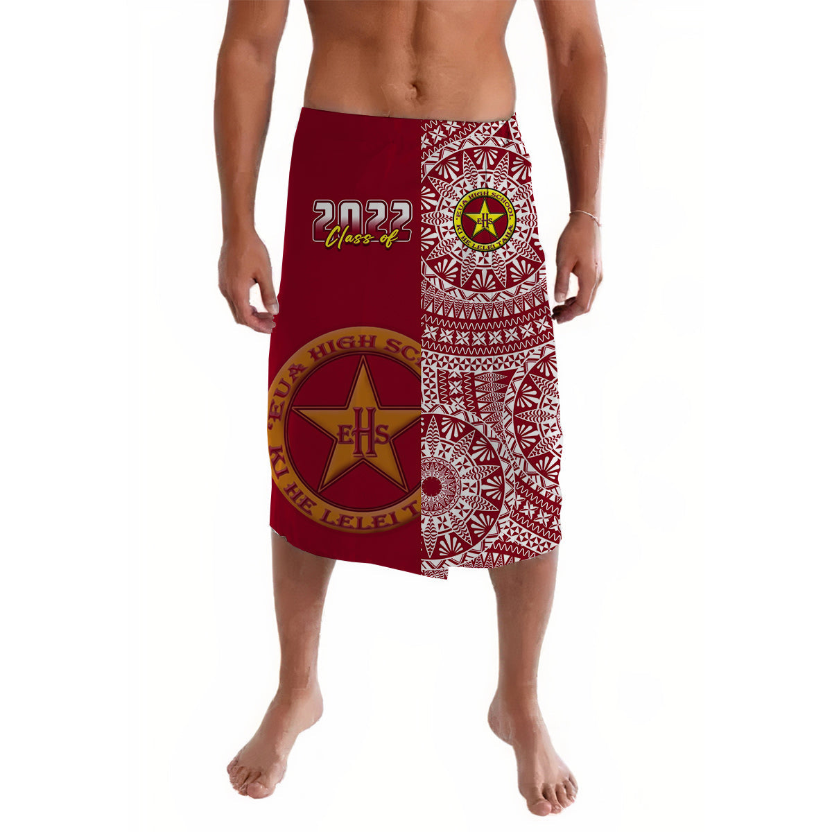 (Custom Your Class Year) Tonga Eua High School Lavalava Class Of Year Tongan Ngatu Pattern LT14 Maroon - Polynesian Pride