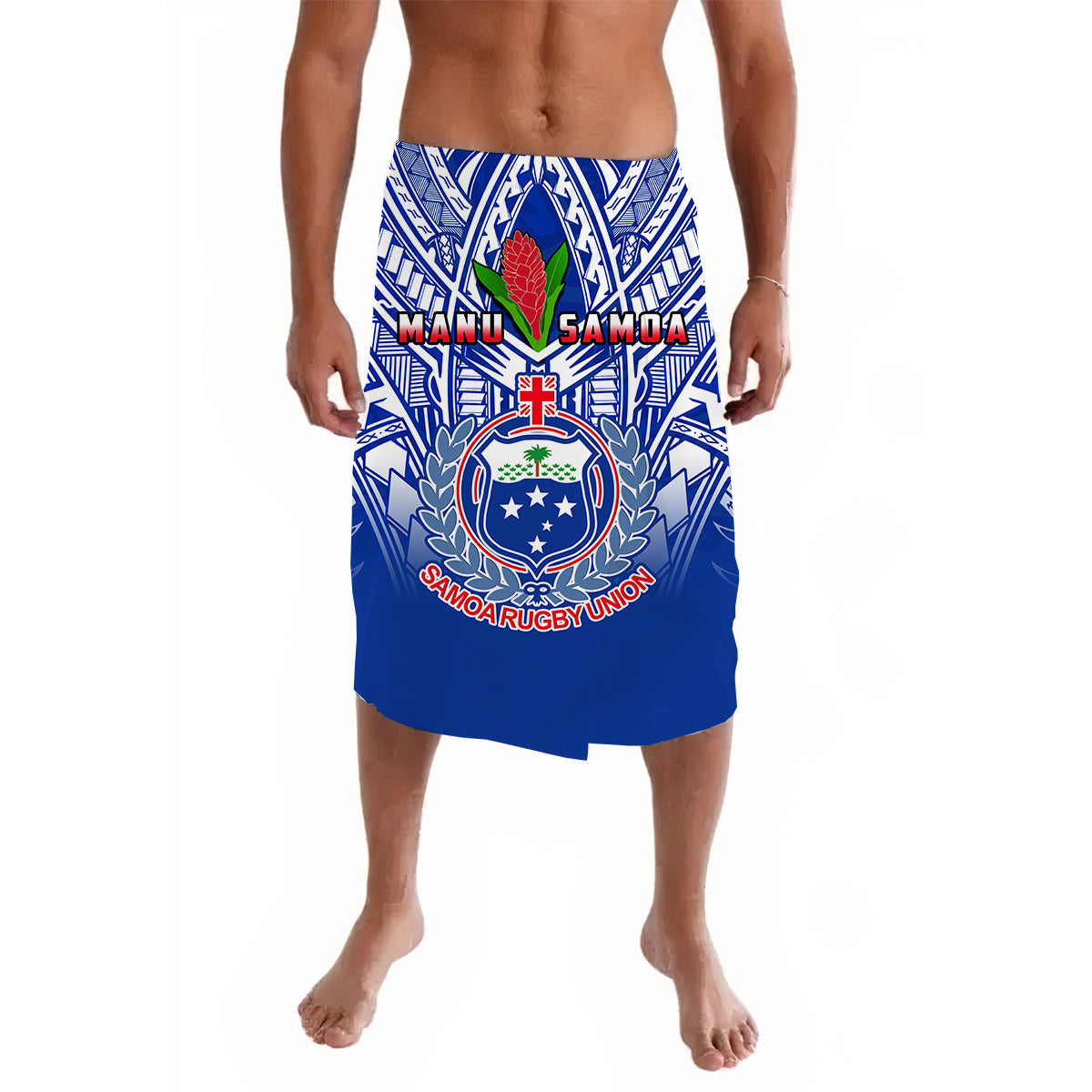 Samoa Rugby Lavalava Manu Samoa 7s Ginger Blue Polynesian LT14 Blue - Polynesian Pride