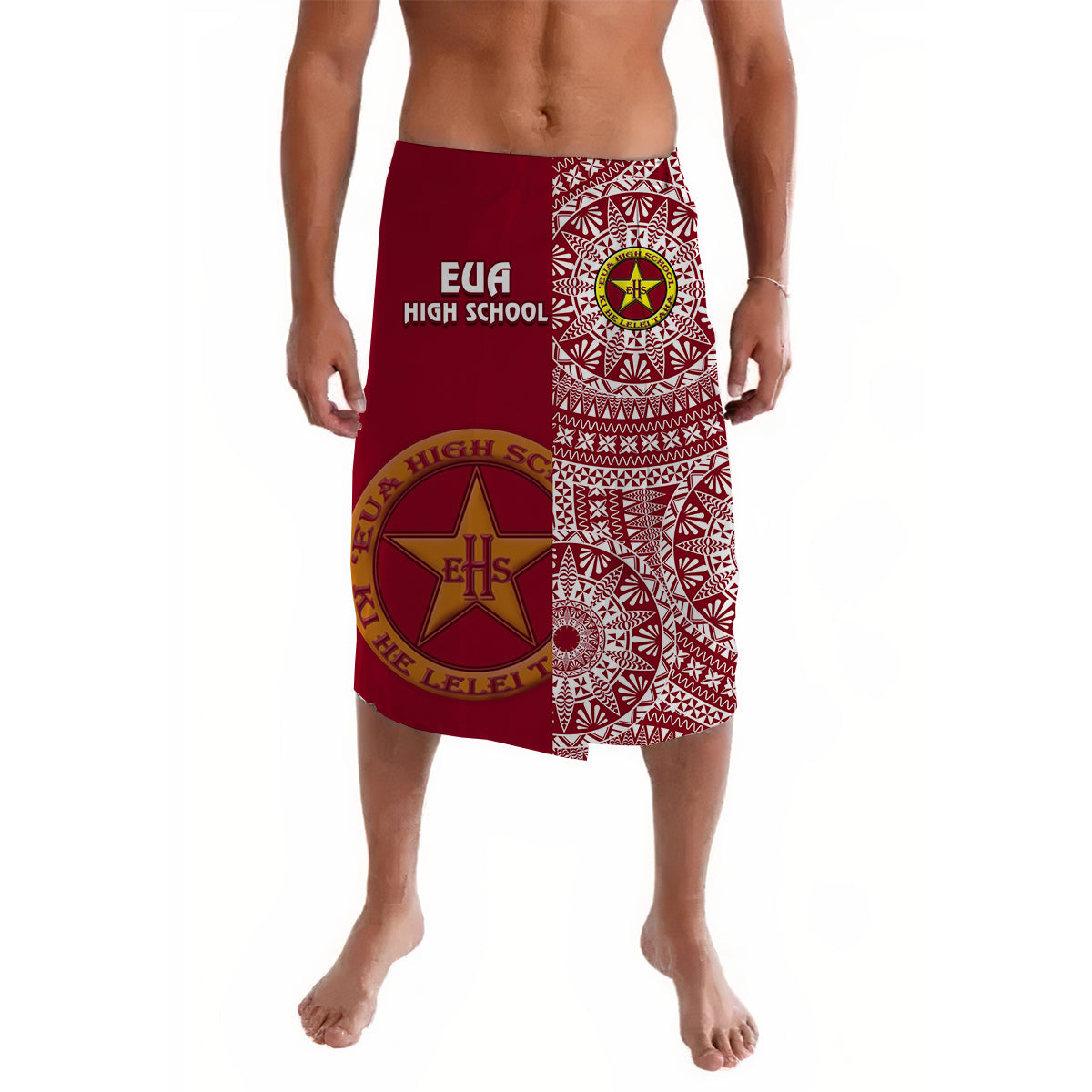 Tonga Eua High School Lavalava Tongan Ngatu Pattern LT14 Maroon - Polynesian Pride