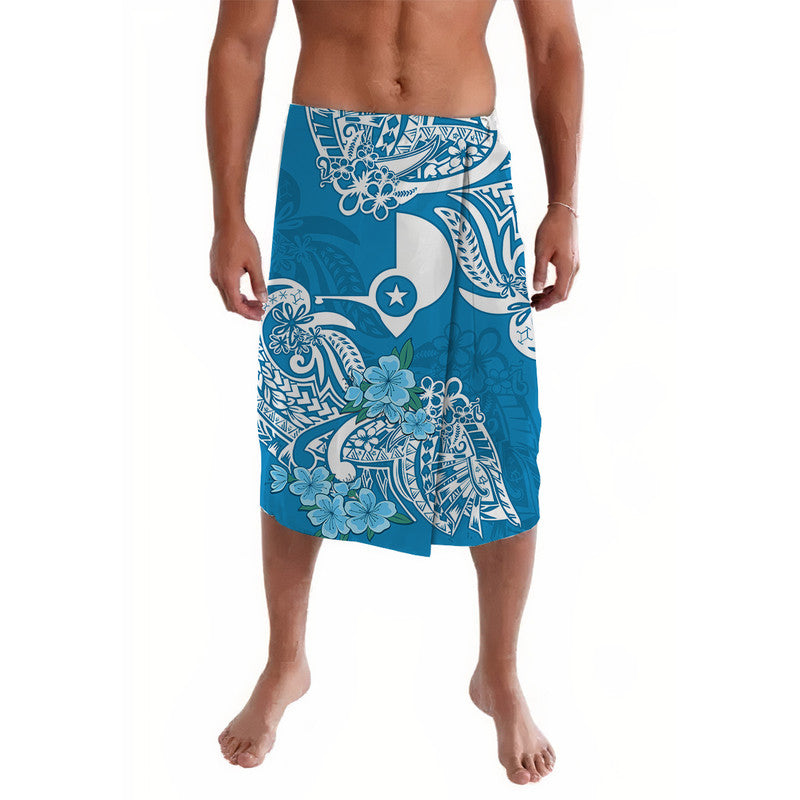 FSM Yap State Lavalava Polynesian Floral Tribal LT9 Blue - Polynesian Pride