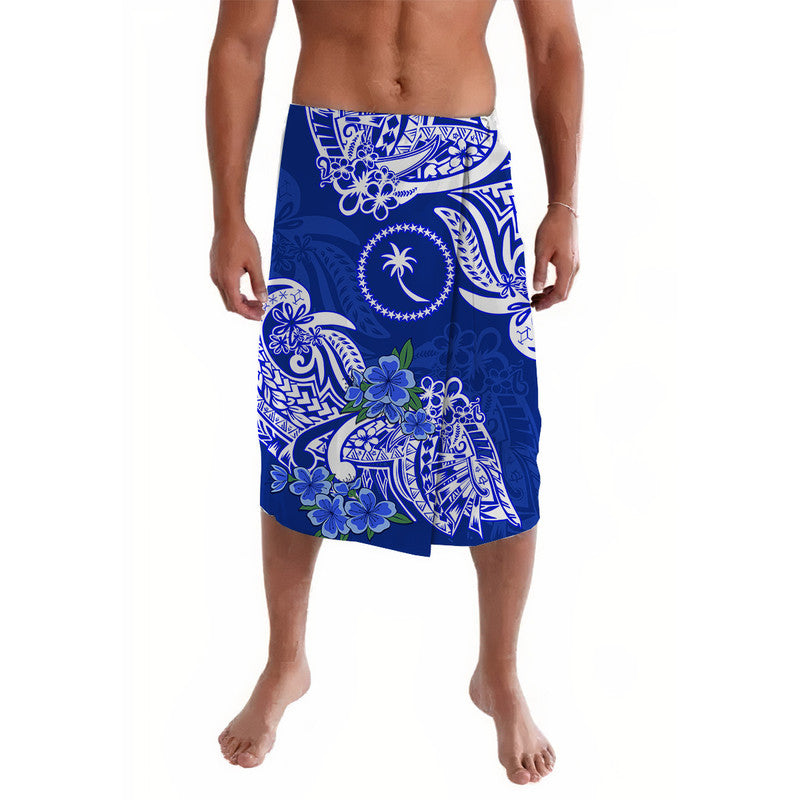 FSM Chuuk State Lavalava Polynesian Floral Tribal LT9 Blue - Polynesian Pride