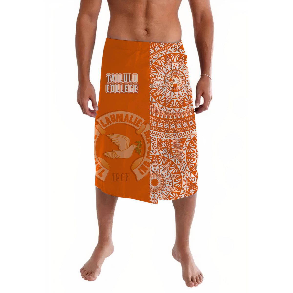 Tailulu Tonga College Lavalava Tongan Ngatu Pattern LT14 Orange - Polynesian Pride