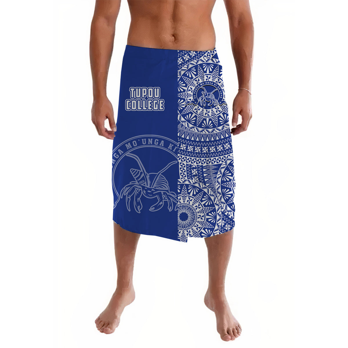 Tupou Tonga College Lavalava Tongan Ngatu Pattern LT14 Blue - Polynesian Pride