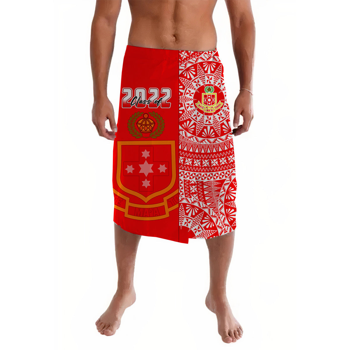 (Custom Your Class Year) Kolisi Tonga High School Lavalava Class Of Year Tongan Ngatu Pattern LT14 Red - Polynesian Pride